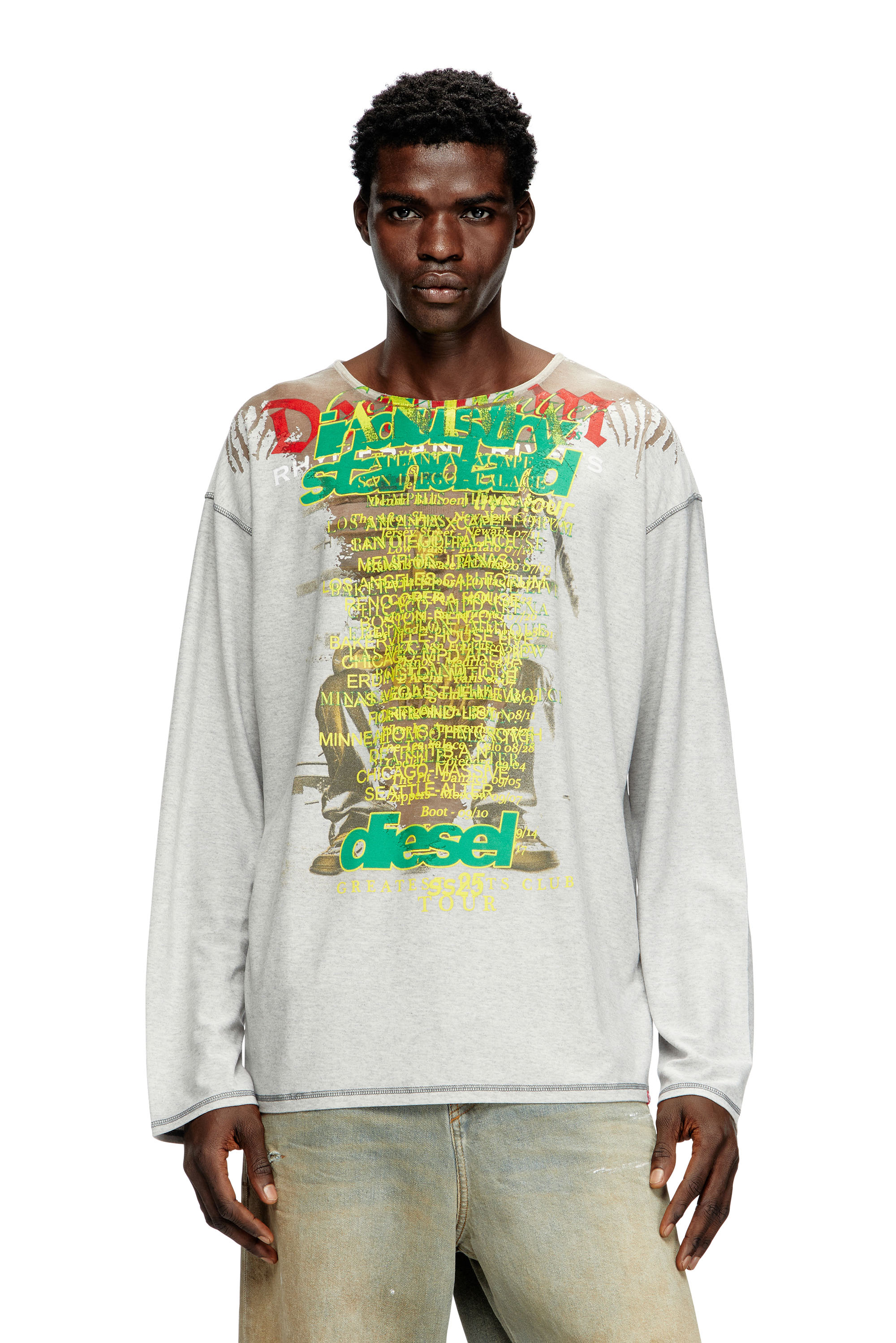 Diesel - Long-sleeve T-shirt with lyrics print - T-Shirts - Unisex - Grey