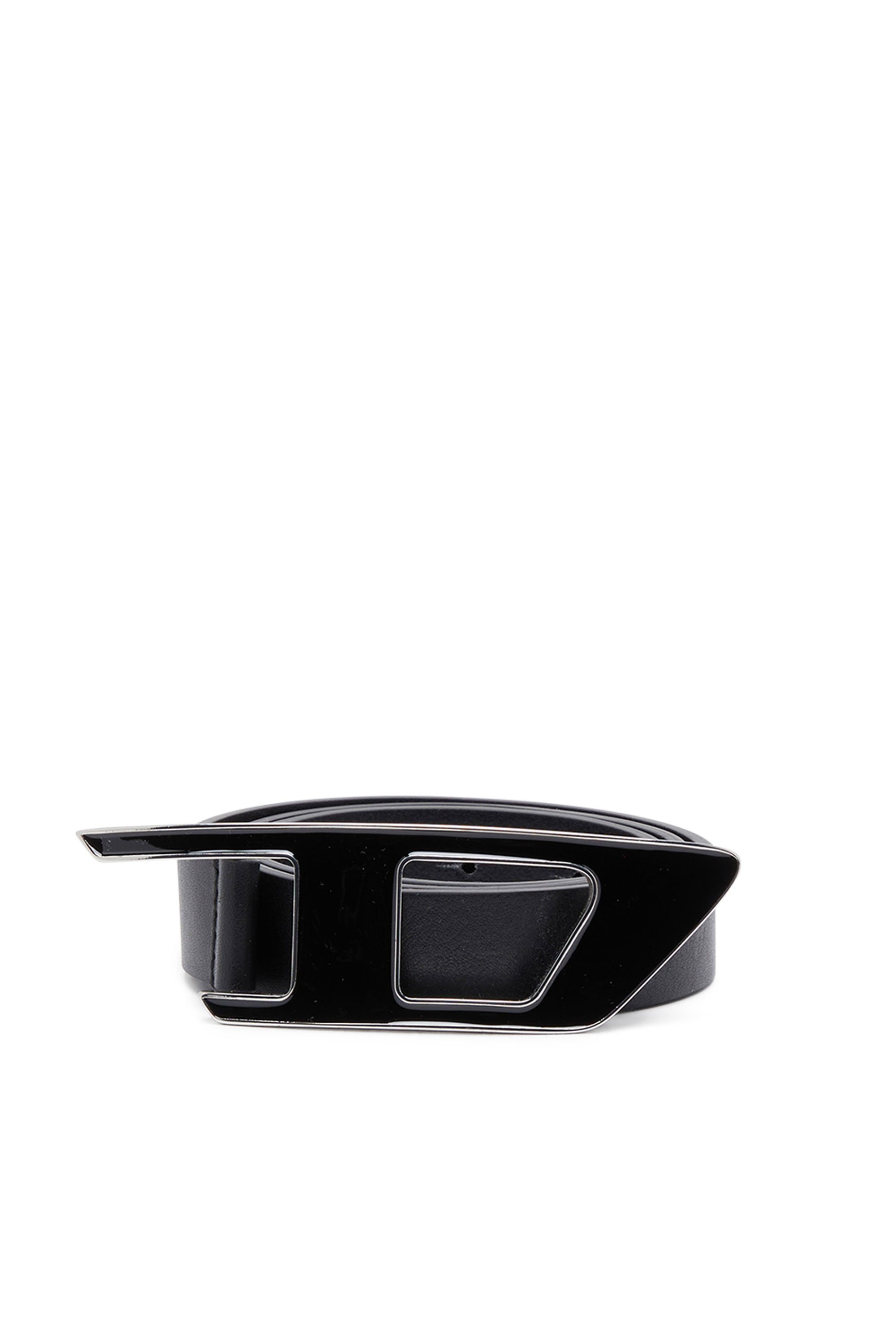 Diesel - Leather belt with enamelled D buckle - Belts - Woman - Black