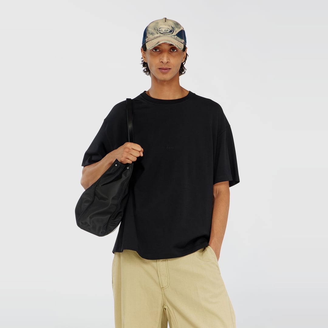 Diesel - Cotton-interlock T-shirt with logo embroidery - T-Shirts - Man - Black