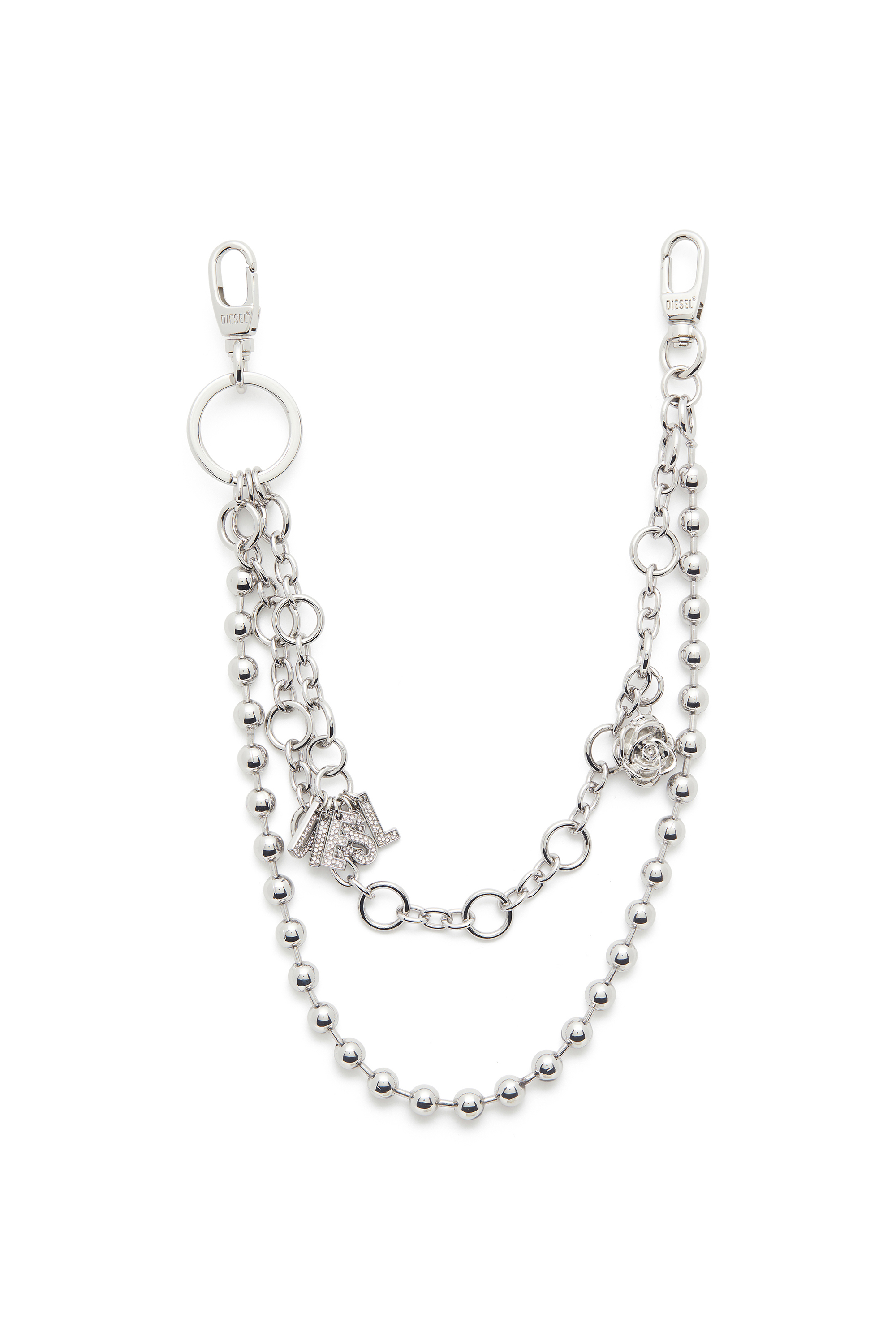 Diesel Women's Silver - Metal Charm With Chains And Pendants - Charms And Keyrings - Woman Uni