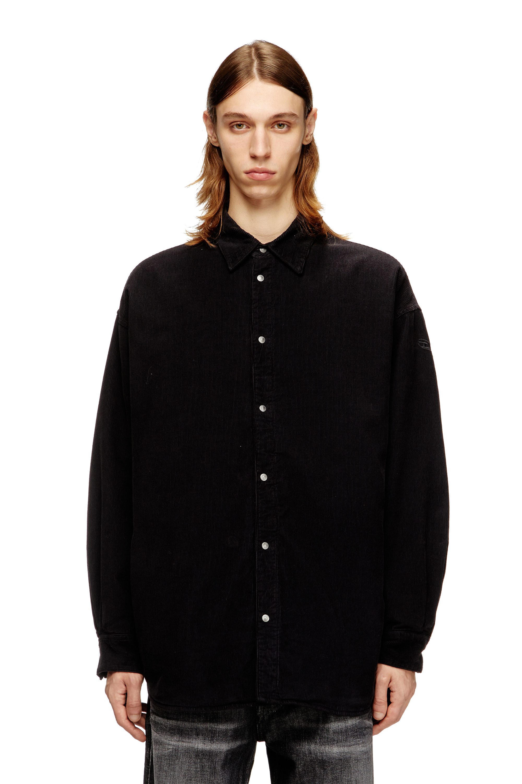 Diesel Cotton Shirt With Oval D Embroidery In Black