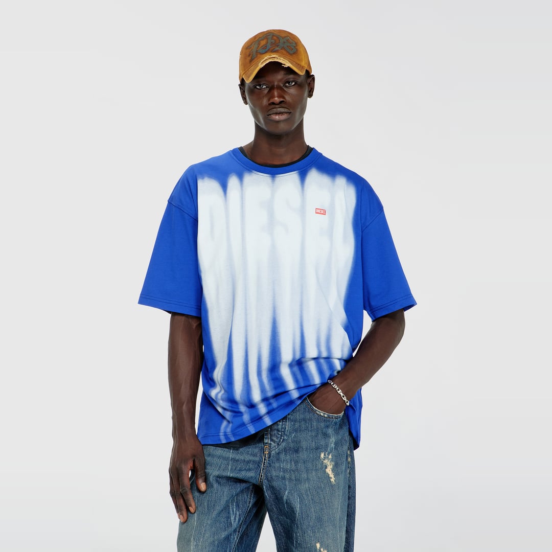 Diesel - Cotton T-shirt with bold logo print - T-Shirts - Man - Multicolor