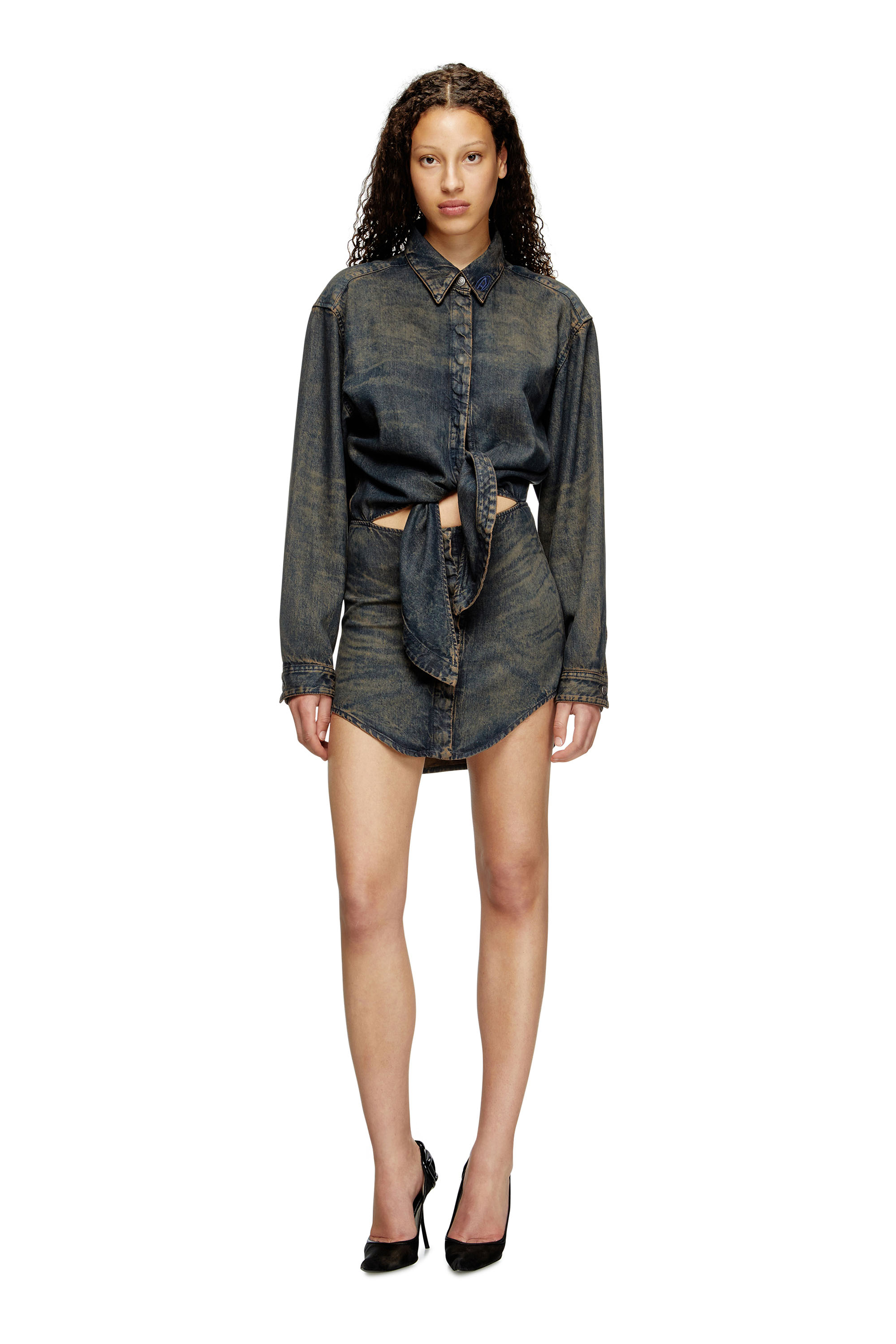 Diesel - Dress in fluid denim - Dresses - Woman - Blue
