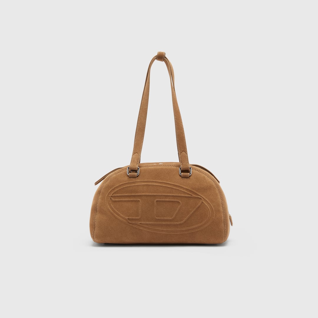 Diesel - 1DR Dome-Suede shoulder bag with Oval D logo - Shoulder Bags - Unisex - Beige