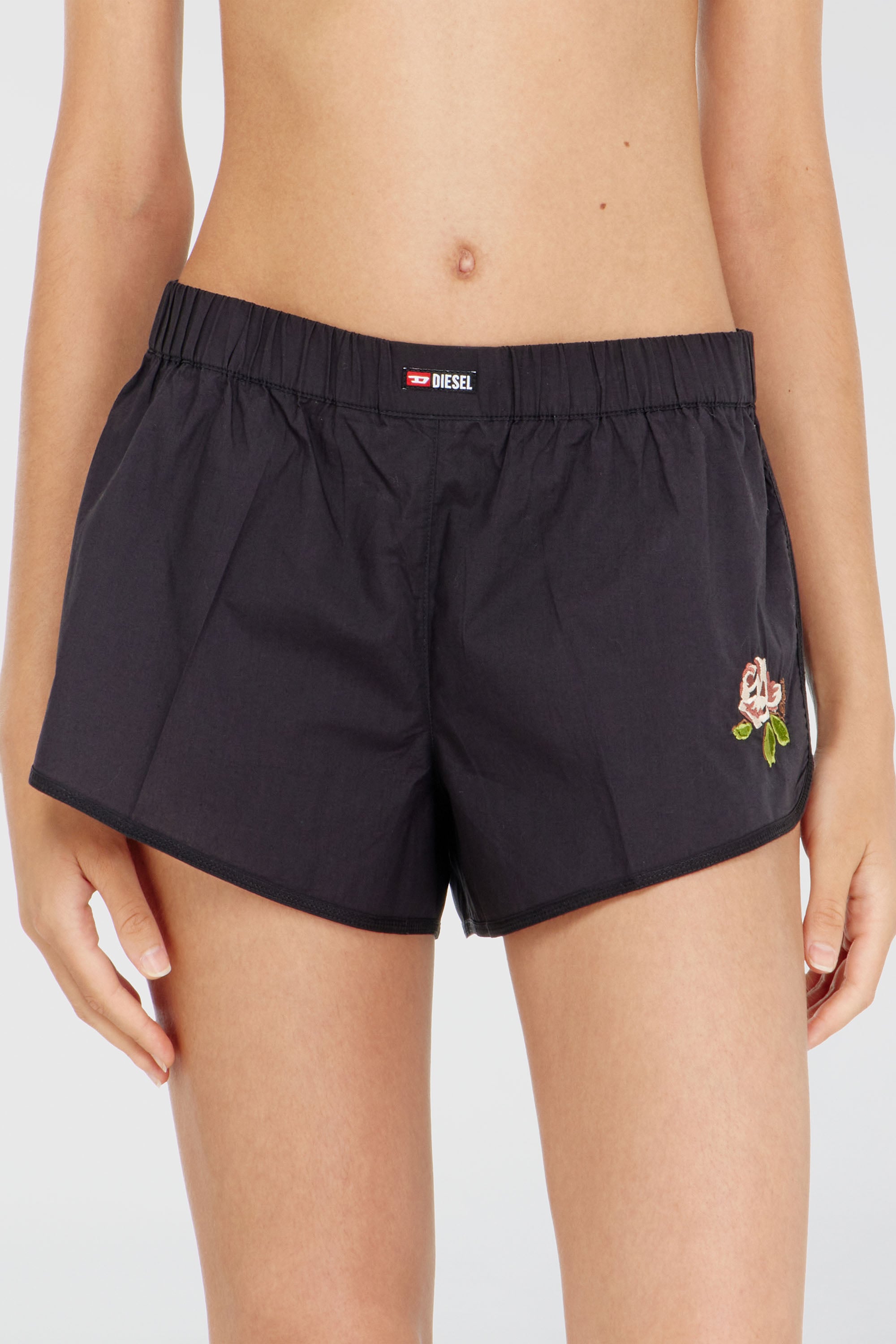 Diesel - Cotton boxers with floral embroidery - Boxer Woven - Woman - Black