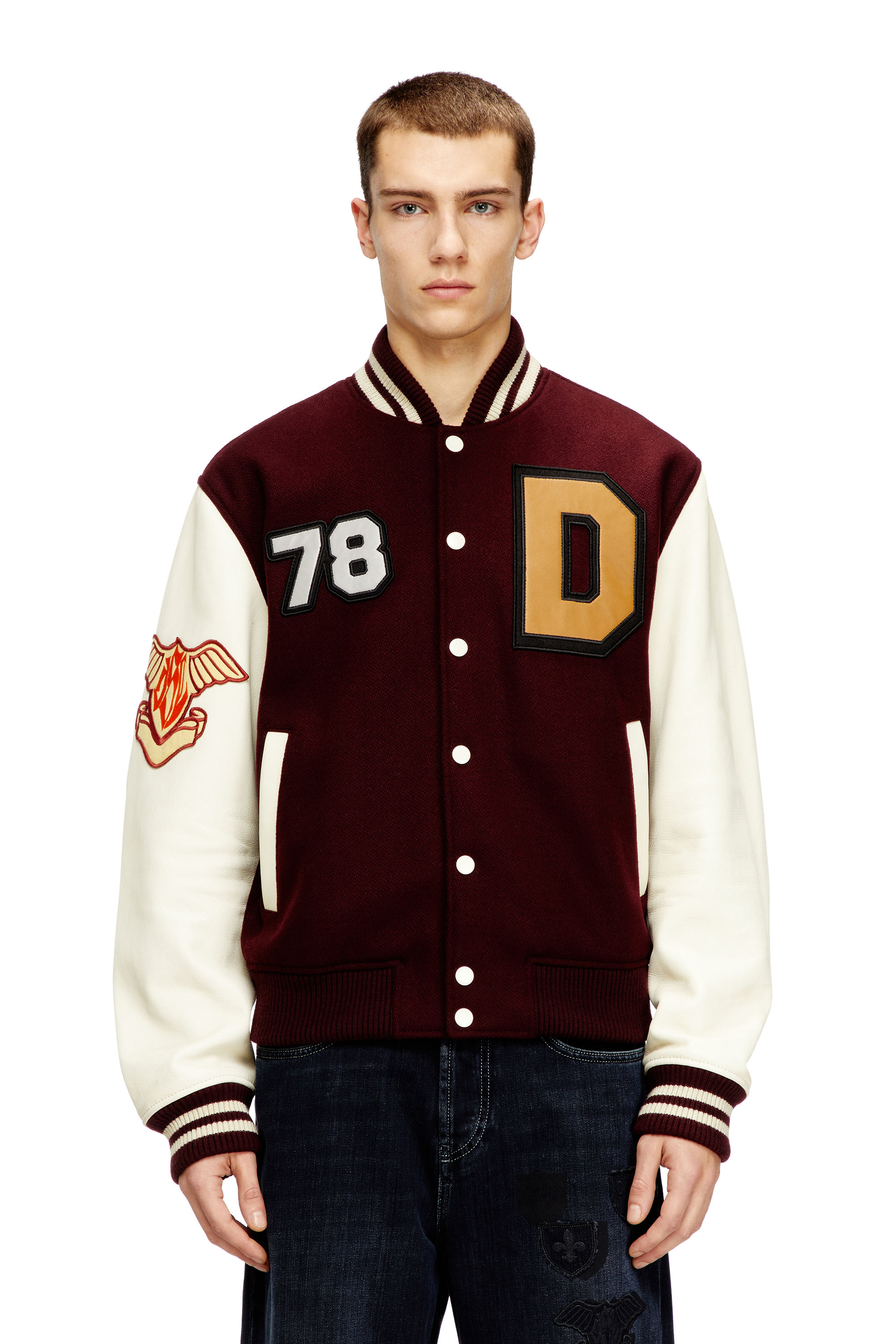 Diesel – Varsity jacket in wool and leather – Leather jackets – Man – Multicolor Diesel – Varsity jacket in wool and leather – Leather jackets – Man – Multicolor