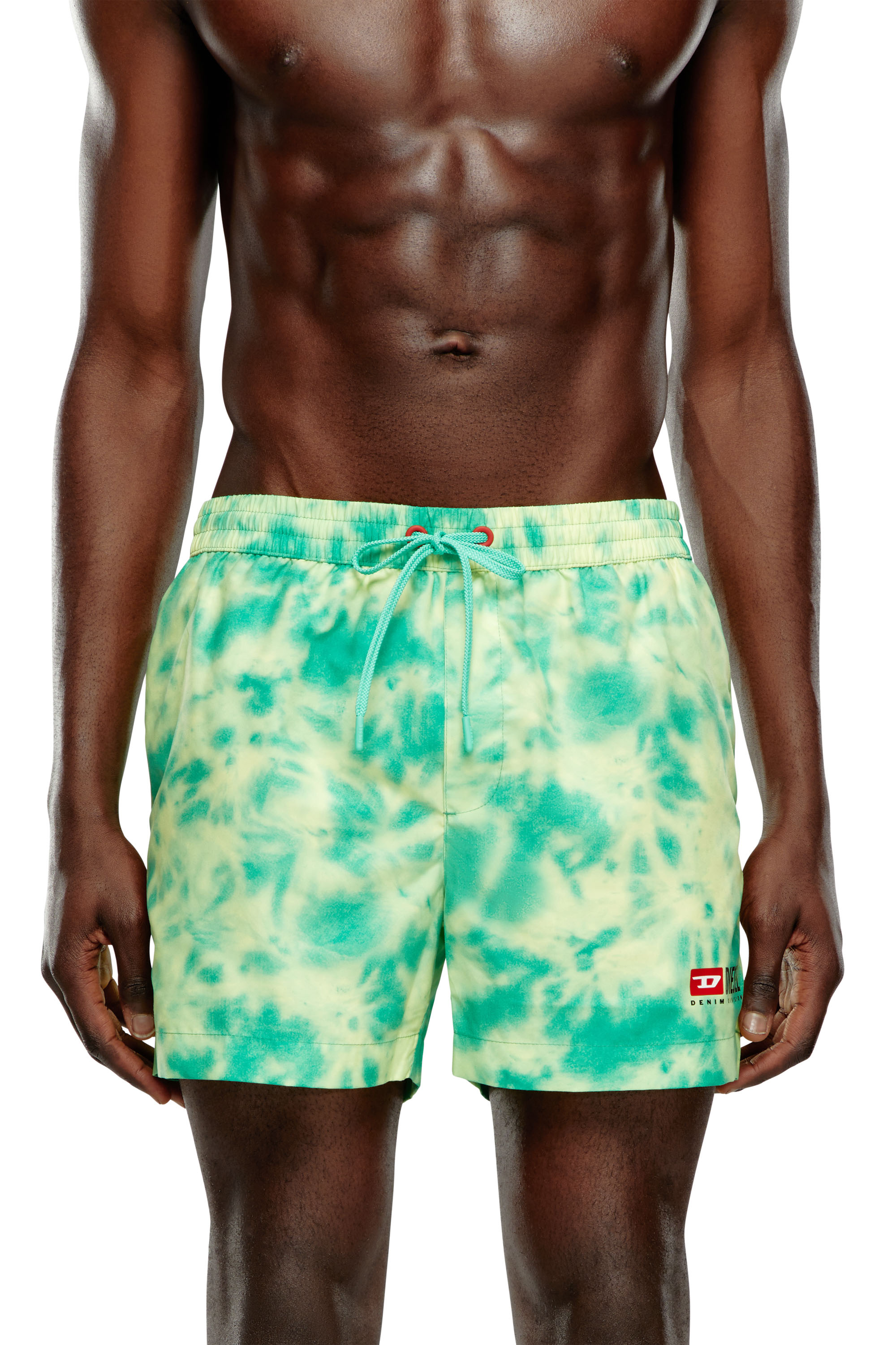 Shop Diesel Mid-length Swim Shorts With Tie-dye Print In Multicolor