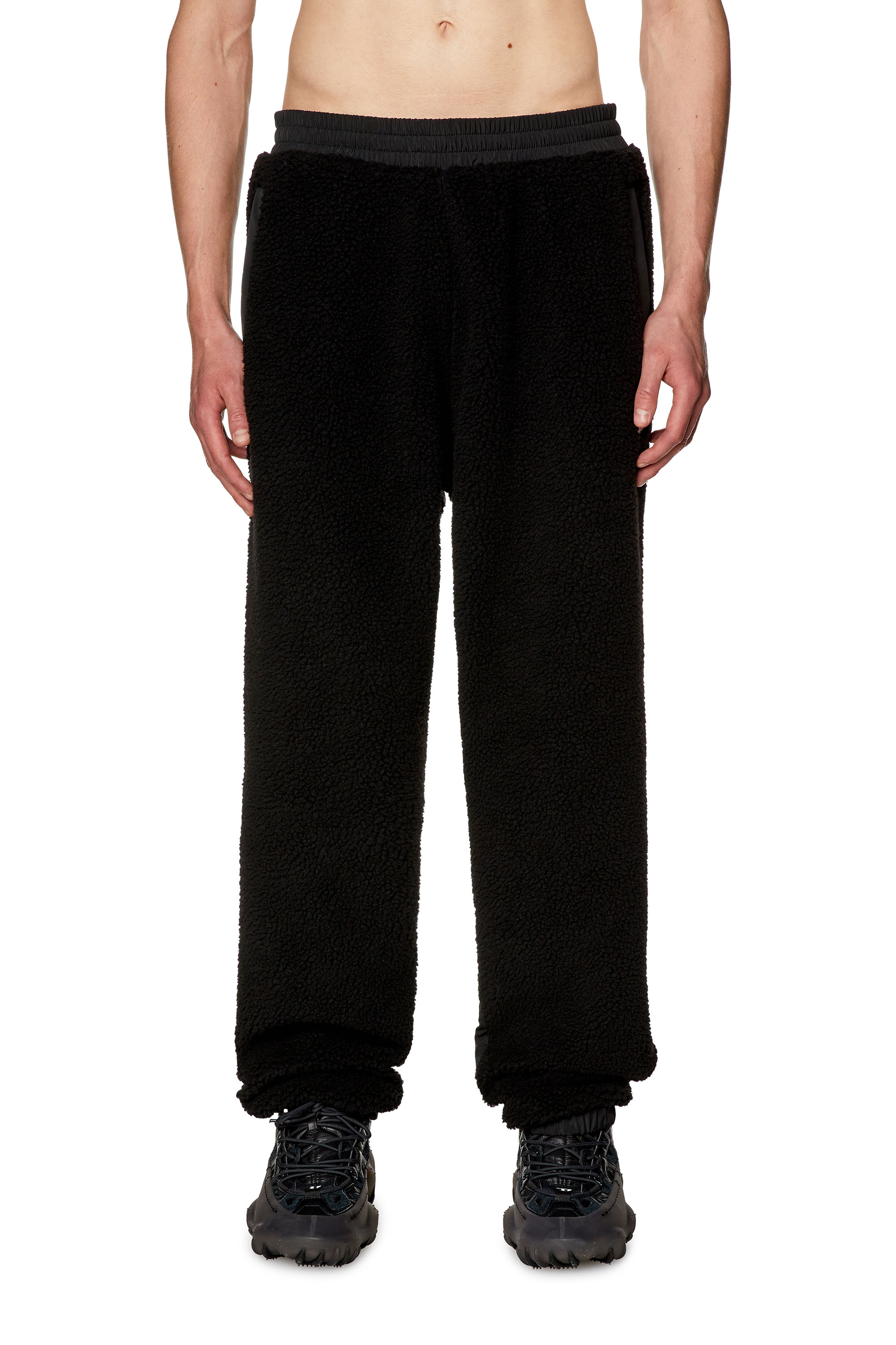 Diesel - Track pants in fleece and taffeta - Pants - Man - Black