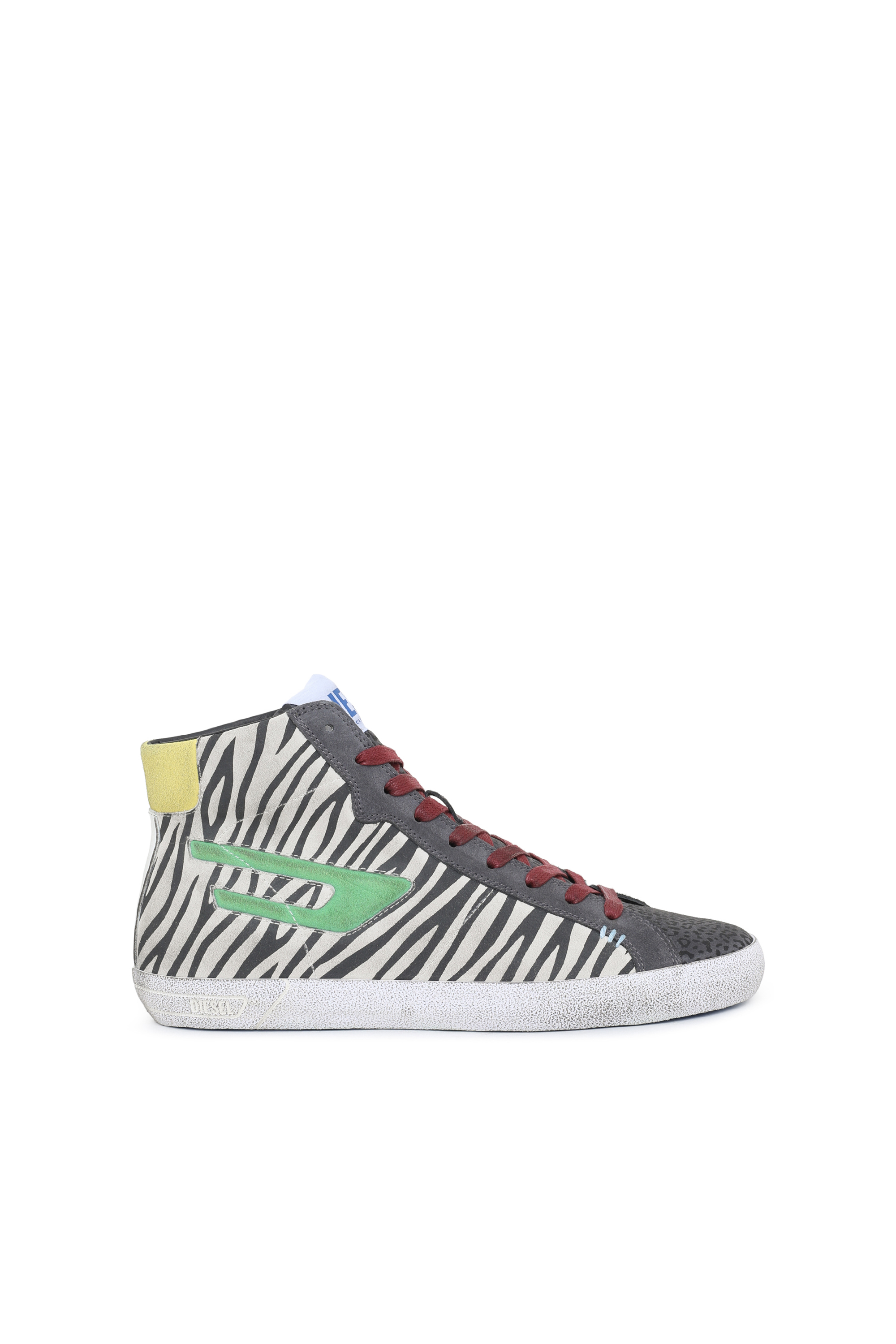 Diesel High-top Sneakers In Leather And Suede In Multicolor