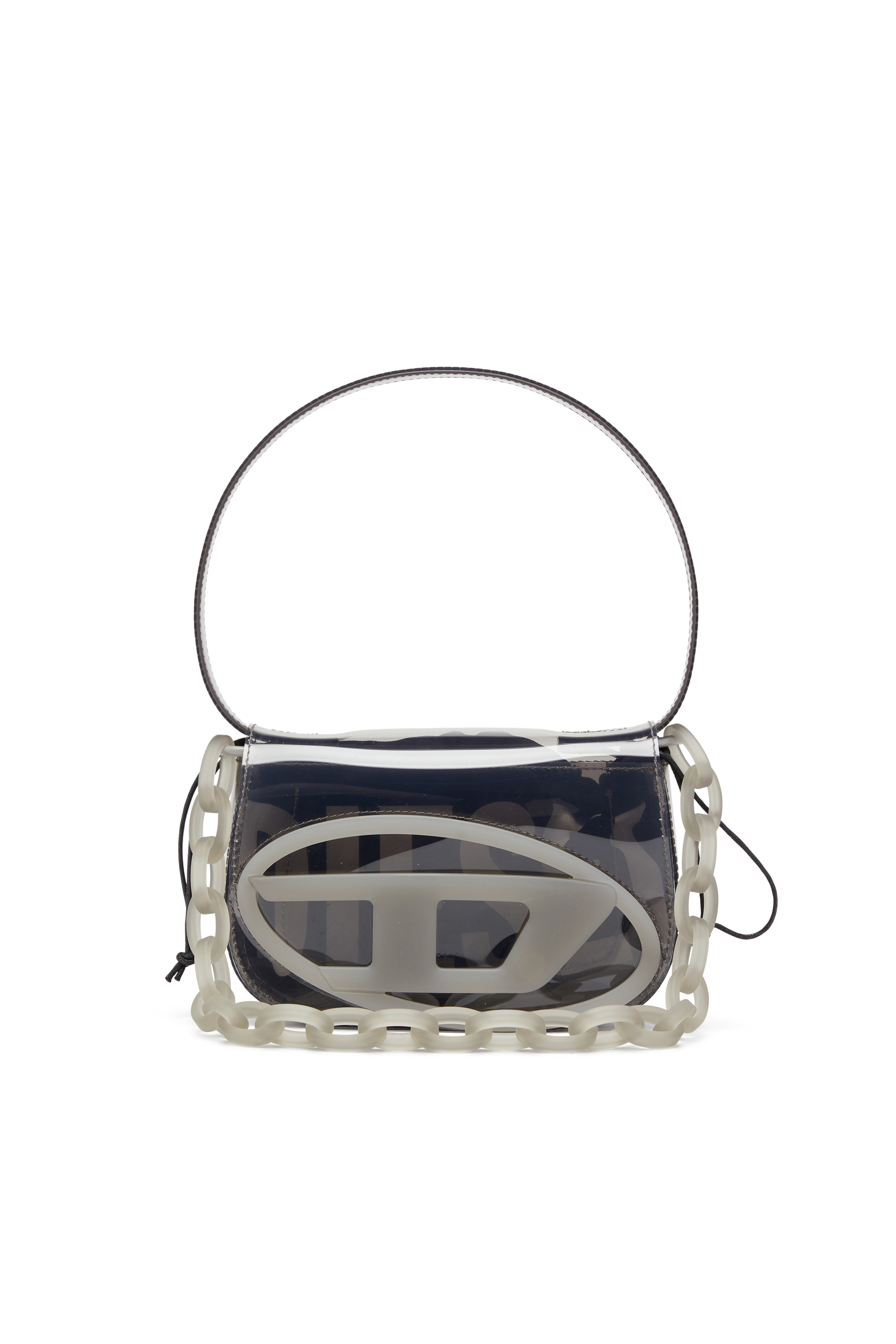 Diesel - 1DR-Iconic shoulder bag in transparent TPU - Shoulder Bags - Woman - Grey