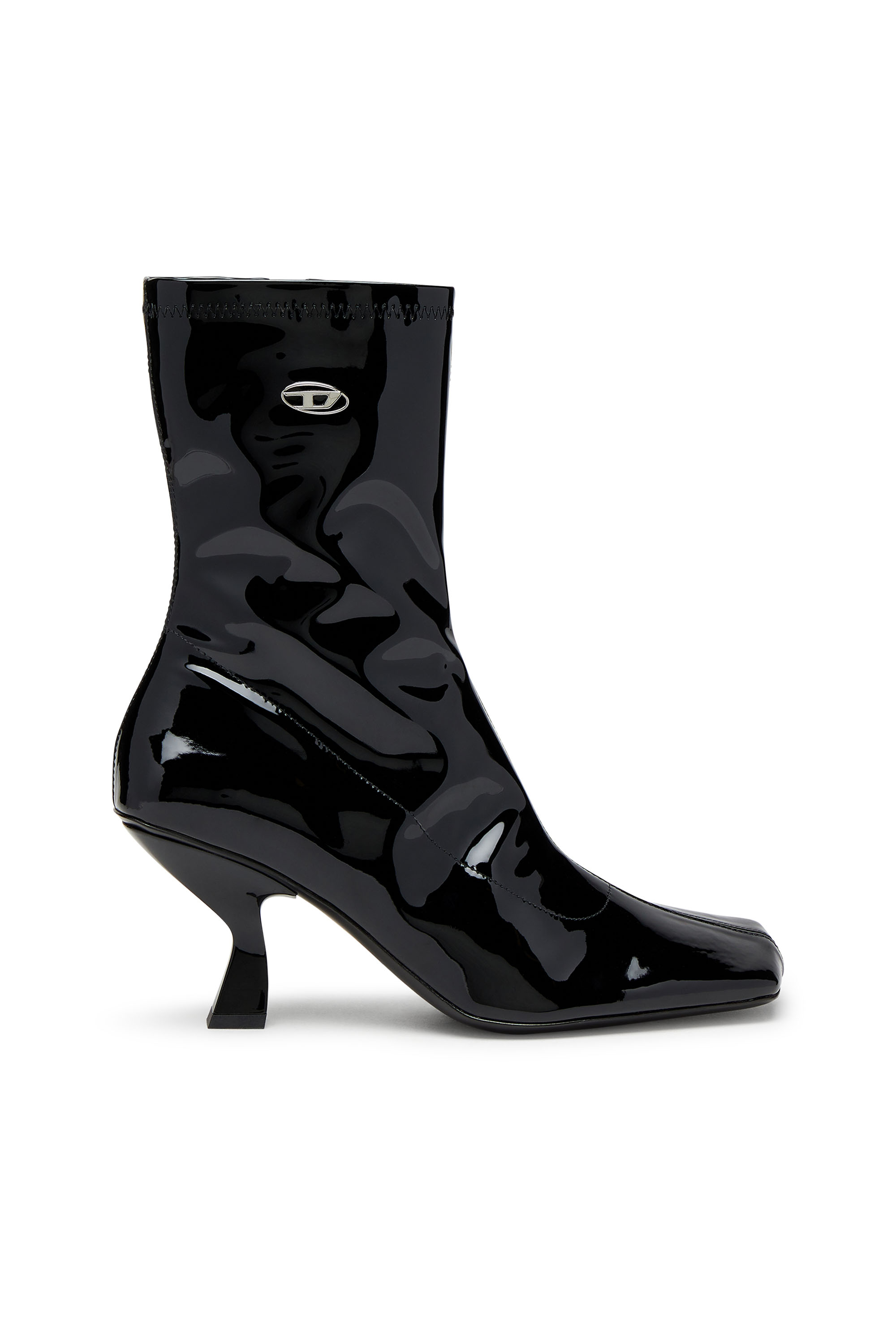 Diesel D-amber-ankle Boots In Patent Stretch Pu In Black