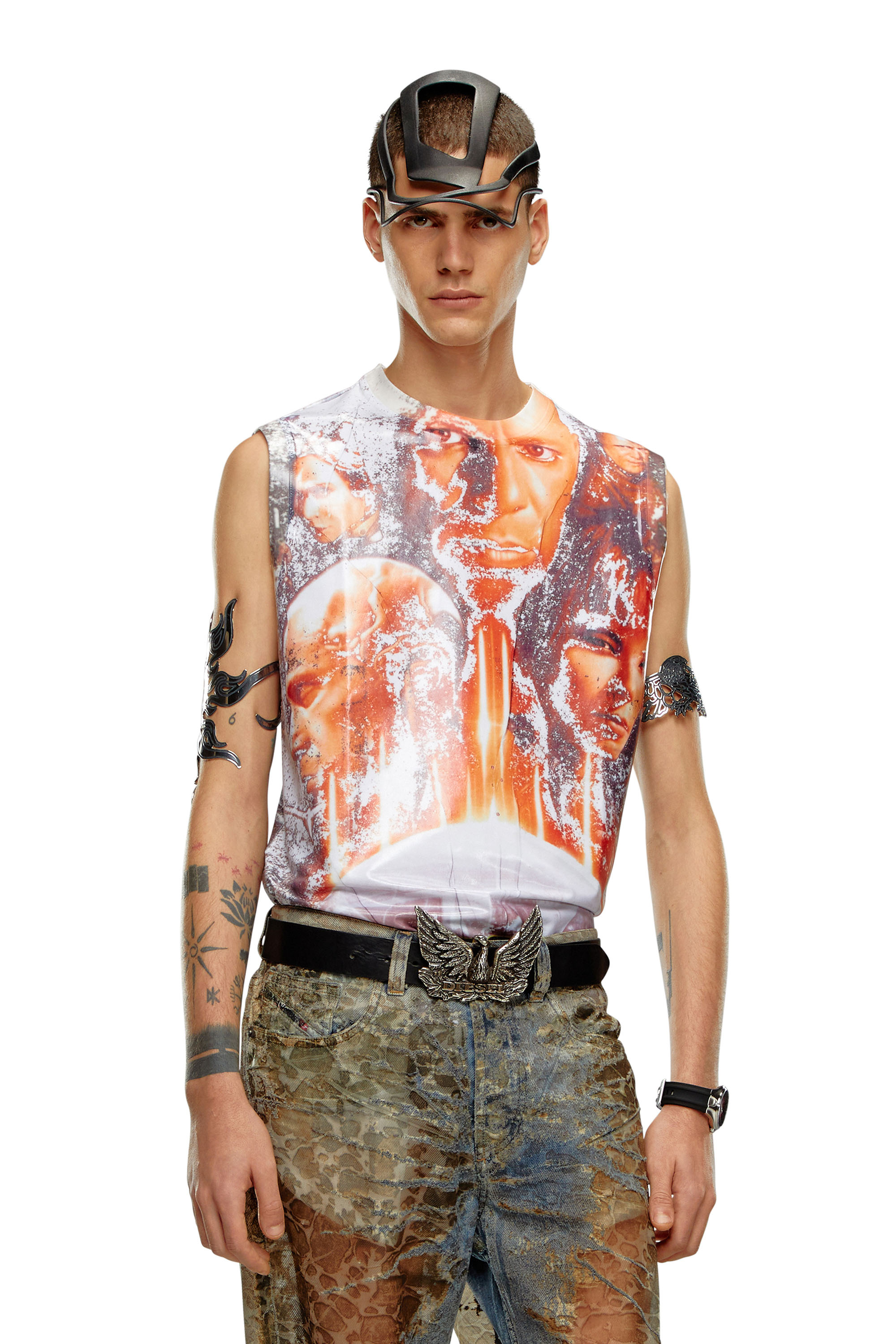 Diesel - Shiny tank top with Diesel film print - T-Shirts - Man - Multicolor