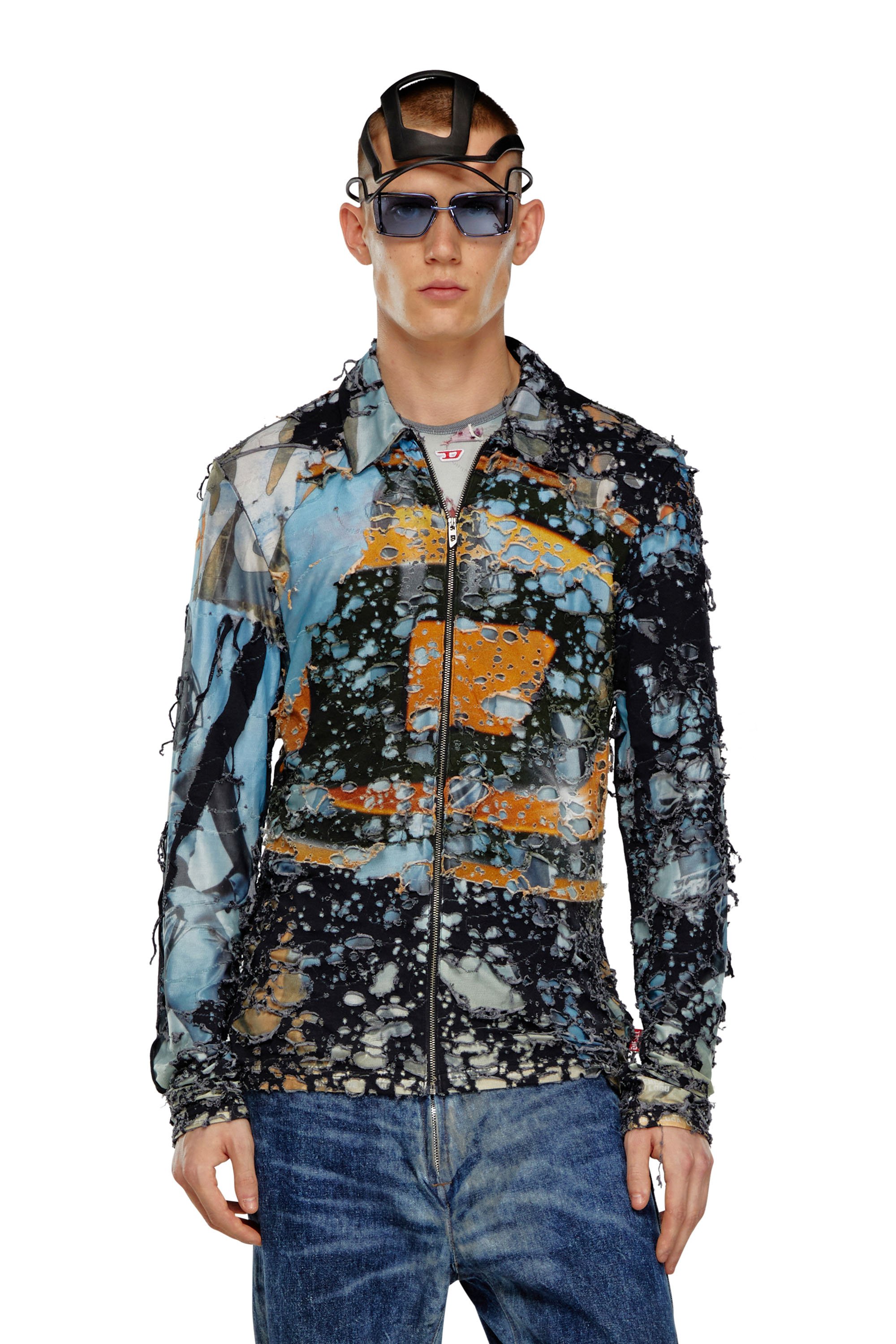 Diesel - Destroyed shirt with cinema prints - Shirts - Man - Multicolor