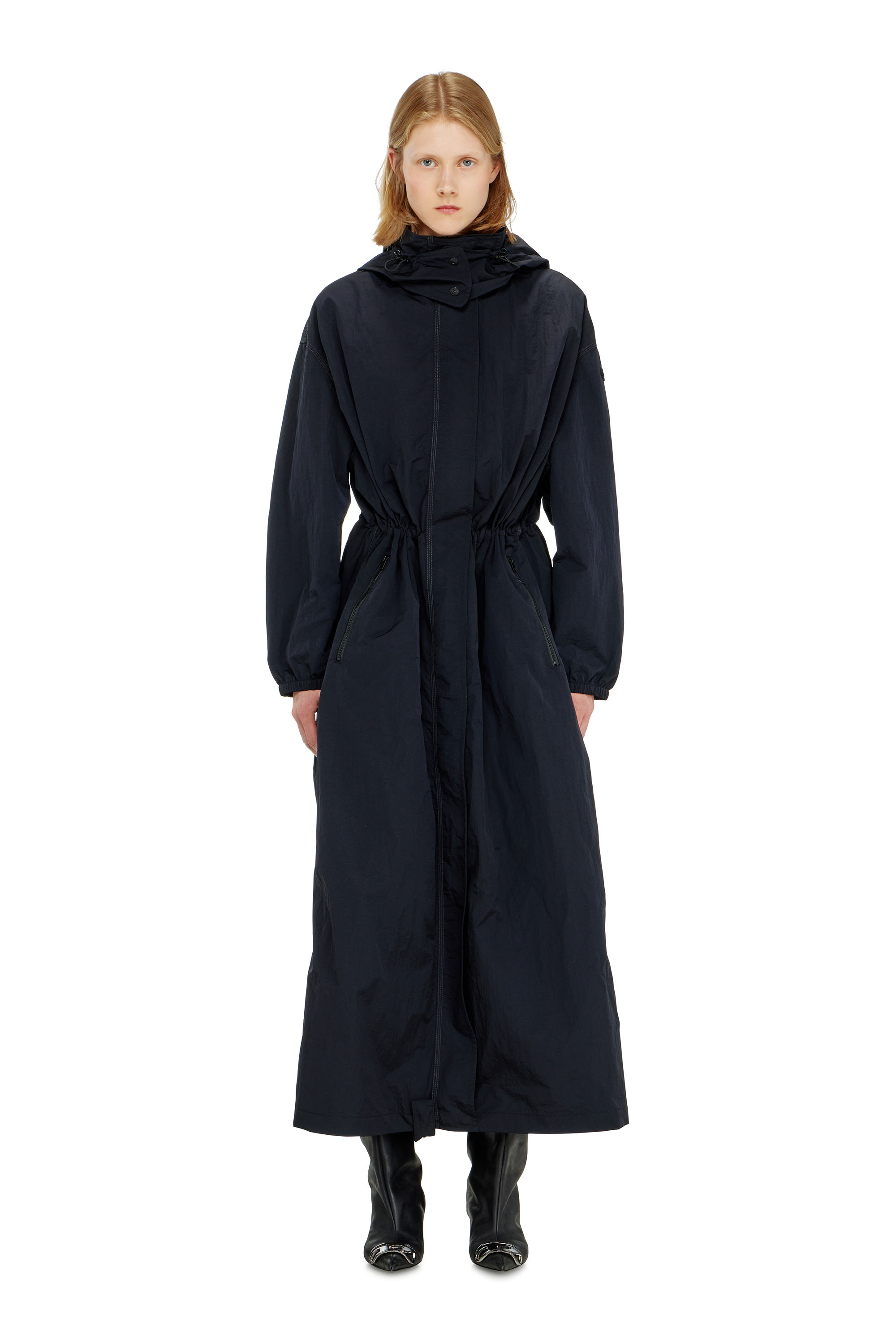 Diesel Women's - Nylon Trench Coat With Detachable Hood - Jackets - Woman Size 38