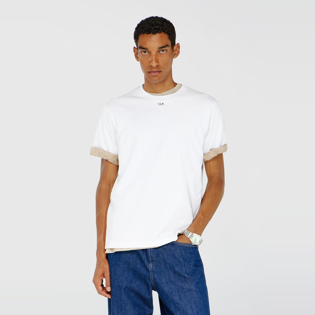 Diesel - Regular T-shirt with crew neck and Oval D - T-Shirts - Man - White