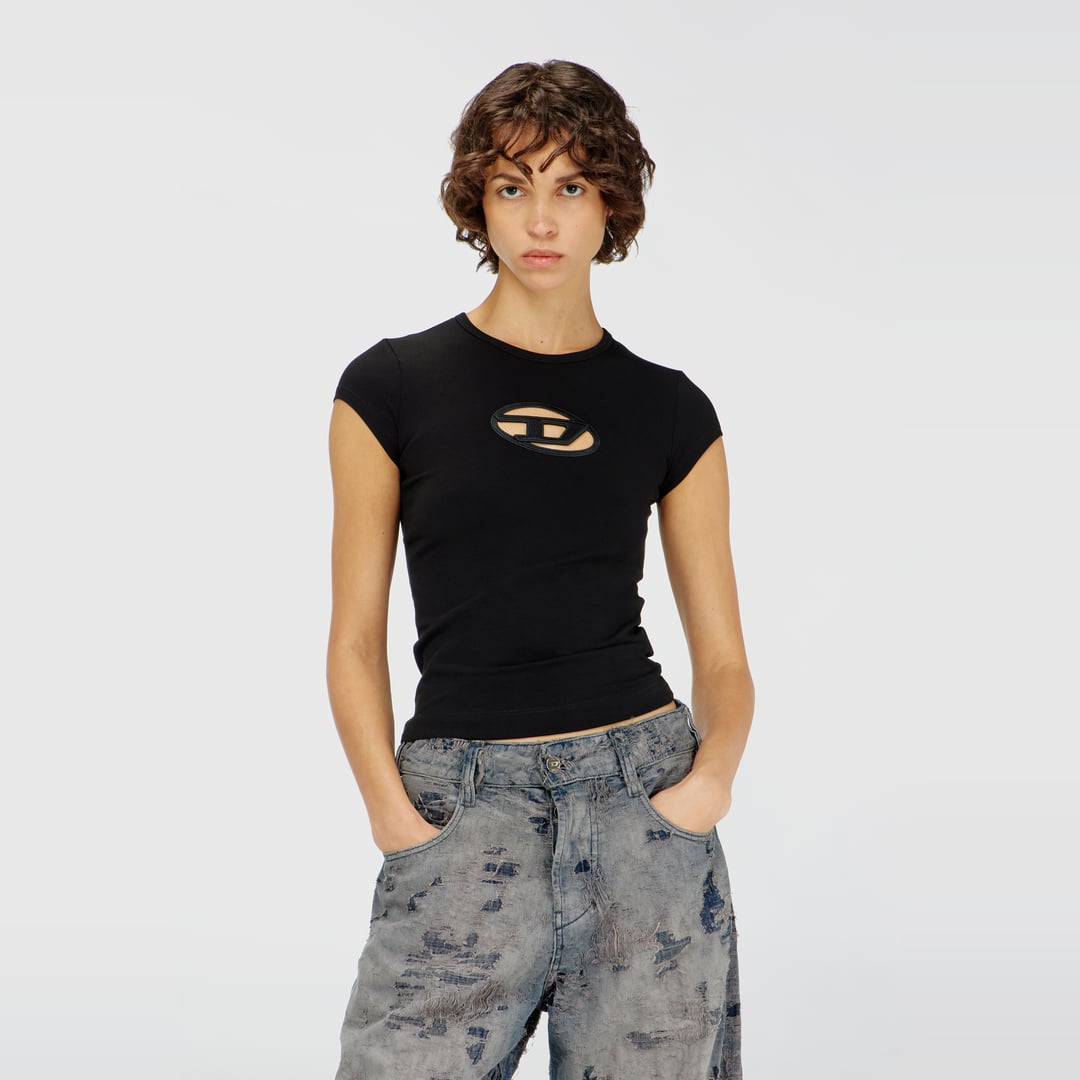 Diesel - T-shirt with Oval D logo - T-Shirts - Woman - Black