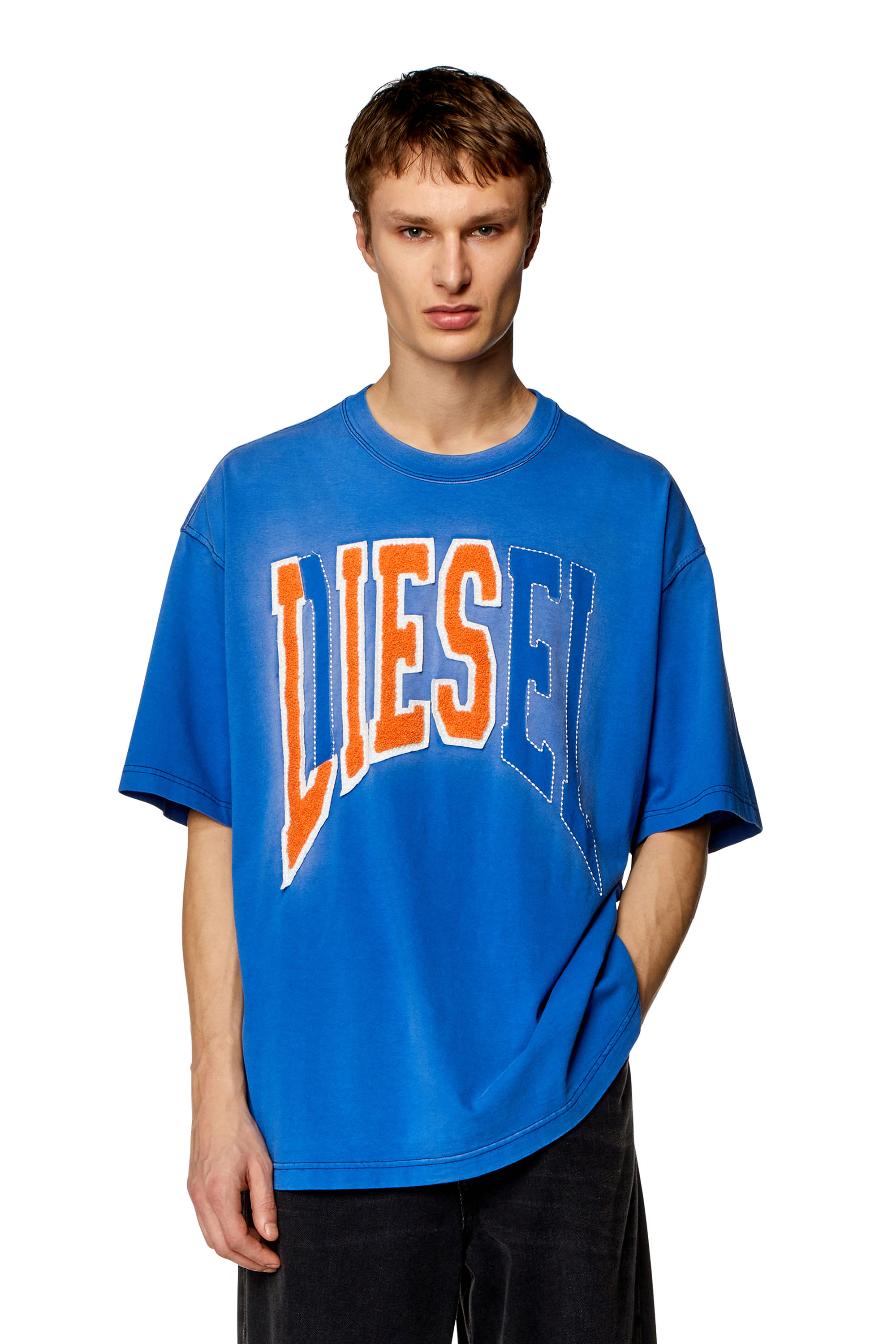 Diesel - Oversized T-shirt with Diesel Lies logo - T-Shirts - Man - Blue