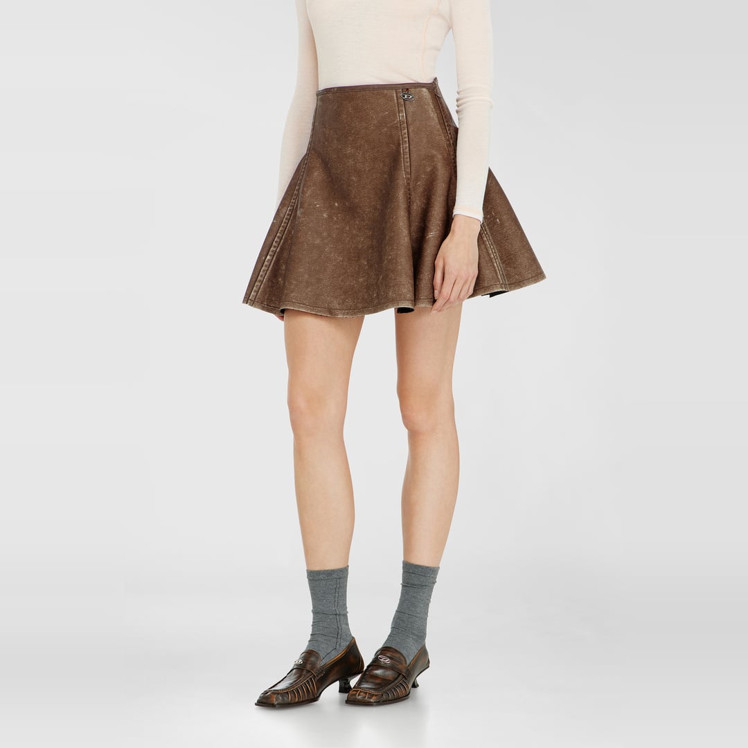 Diesel - Flared miniskirt in bonded material - Skirts - Woman - Brown