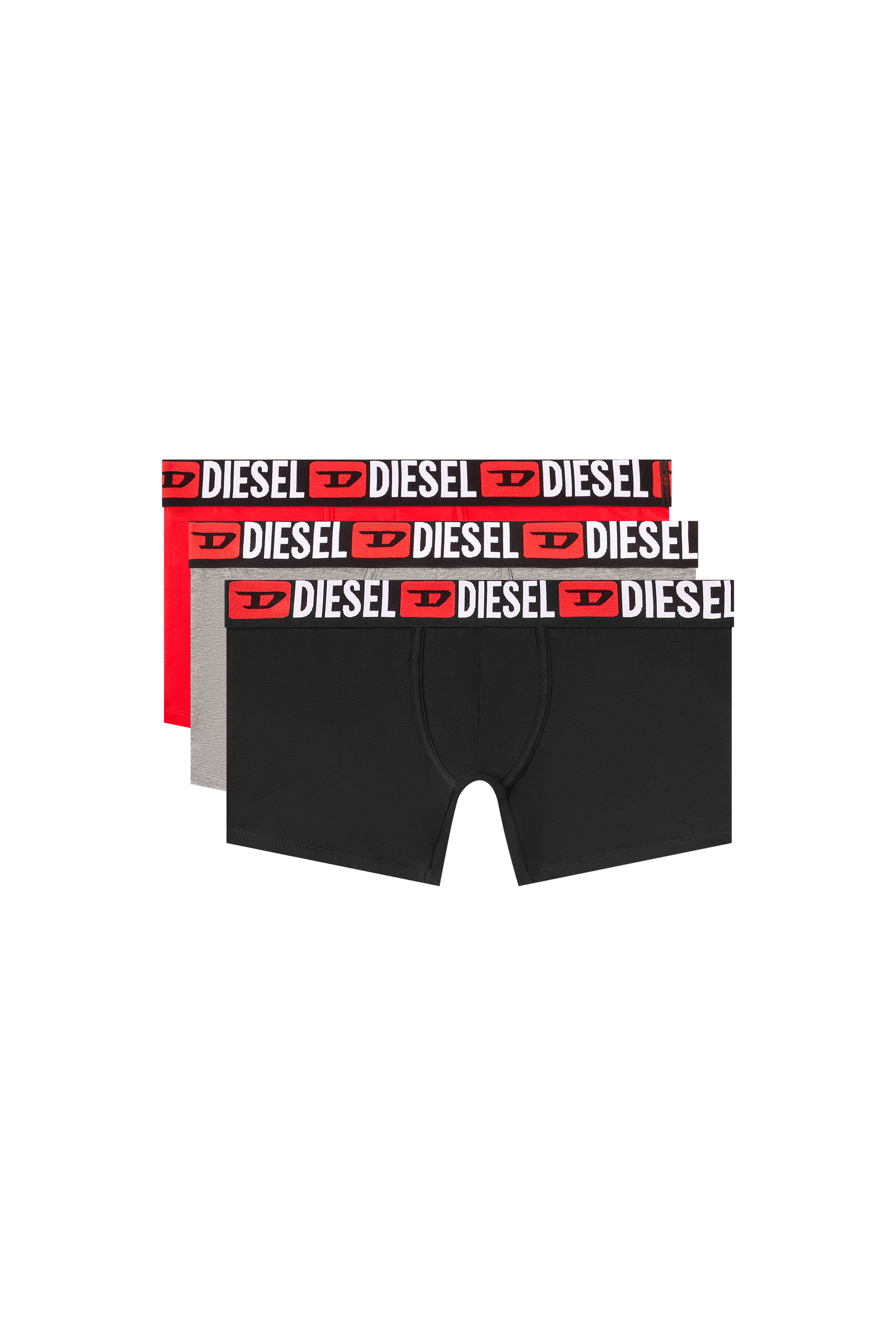 Diesel - MAX-D-CORE-3PACK, Man's Three-pack stretch cotton boxer briefs in Grey/Red - 1