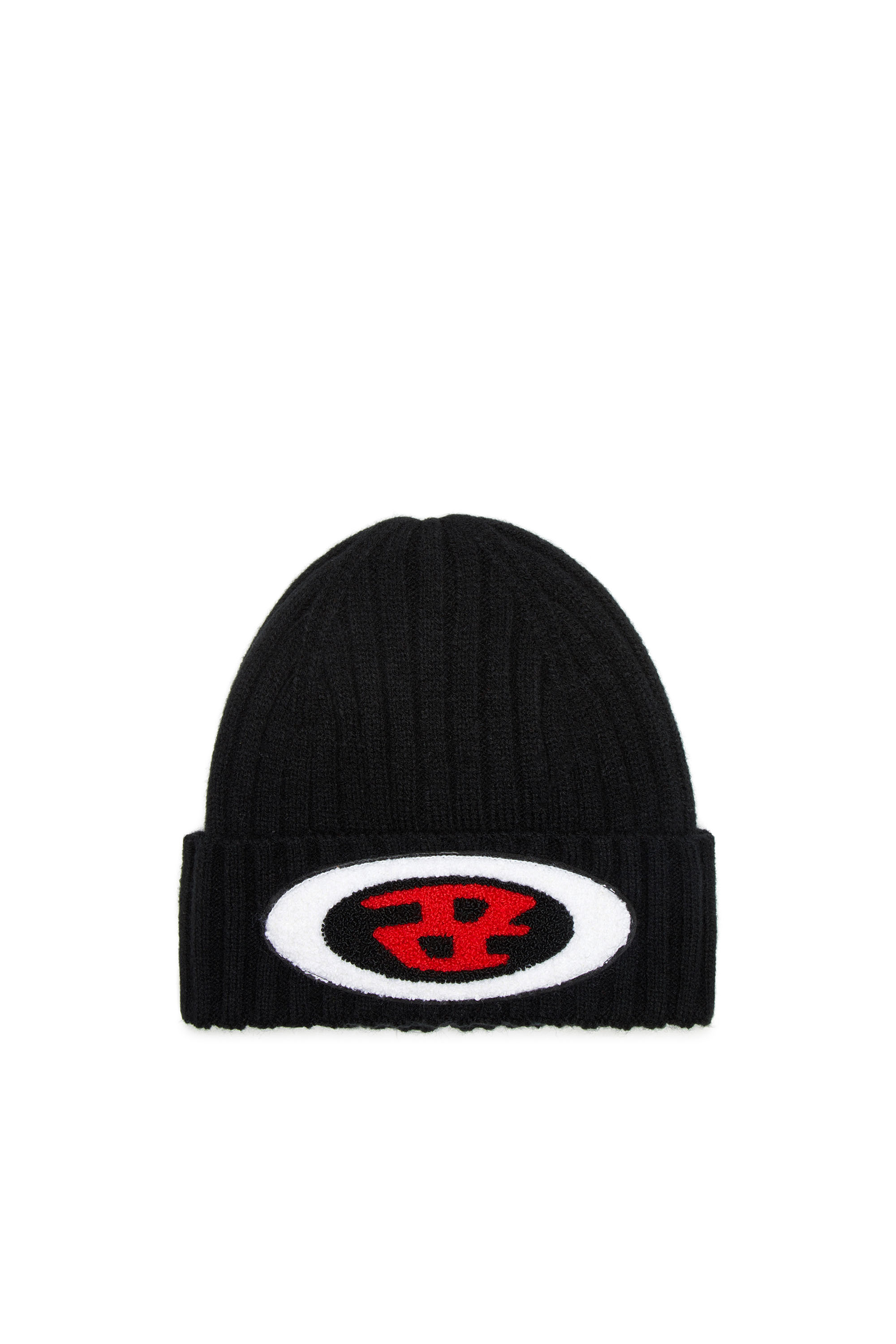 Shop Diesel Rib-knit Beanie With Logo Patch In Nero