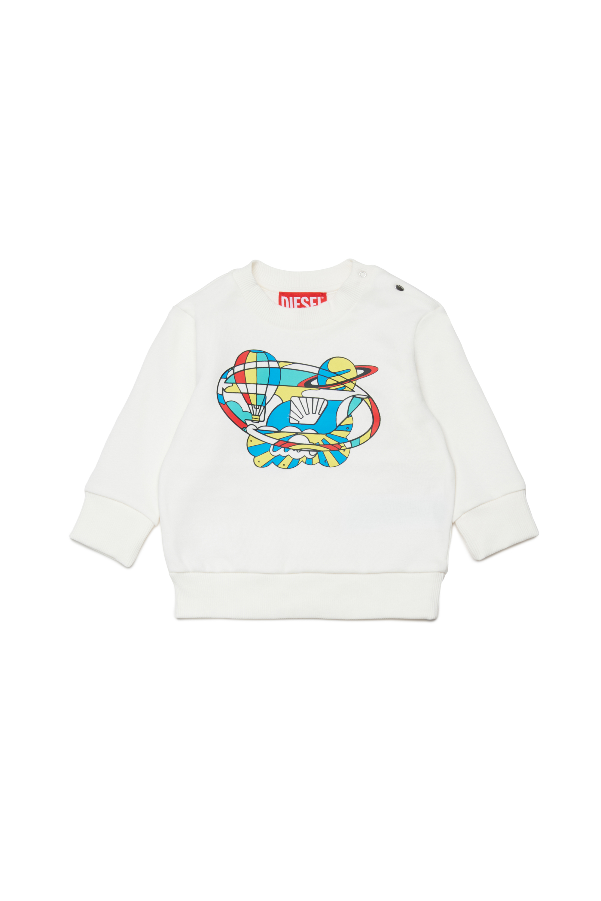Diesel Boys White - Sweatshirt With Optical Print - Sweaters - Man Size 18-24 Kids