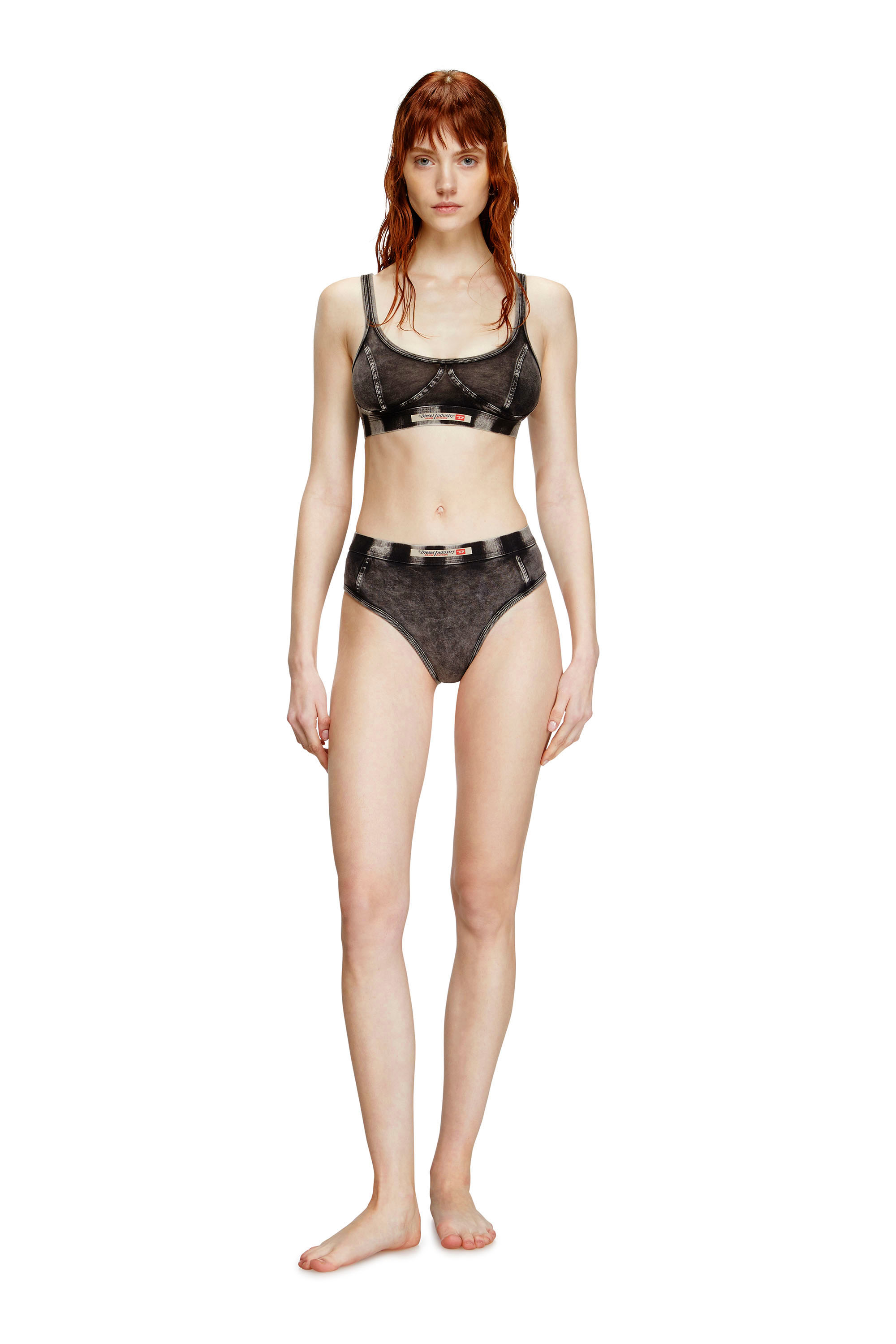 Diesel - KASSIE-DNM, Woman's Bralette in denim-effect jersey in Black - 2