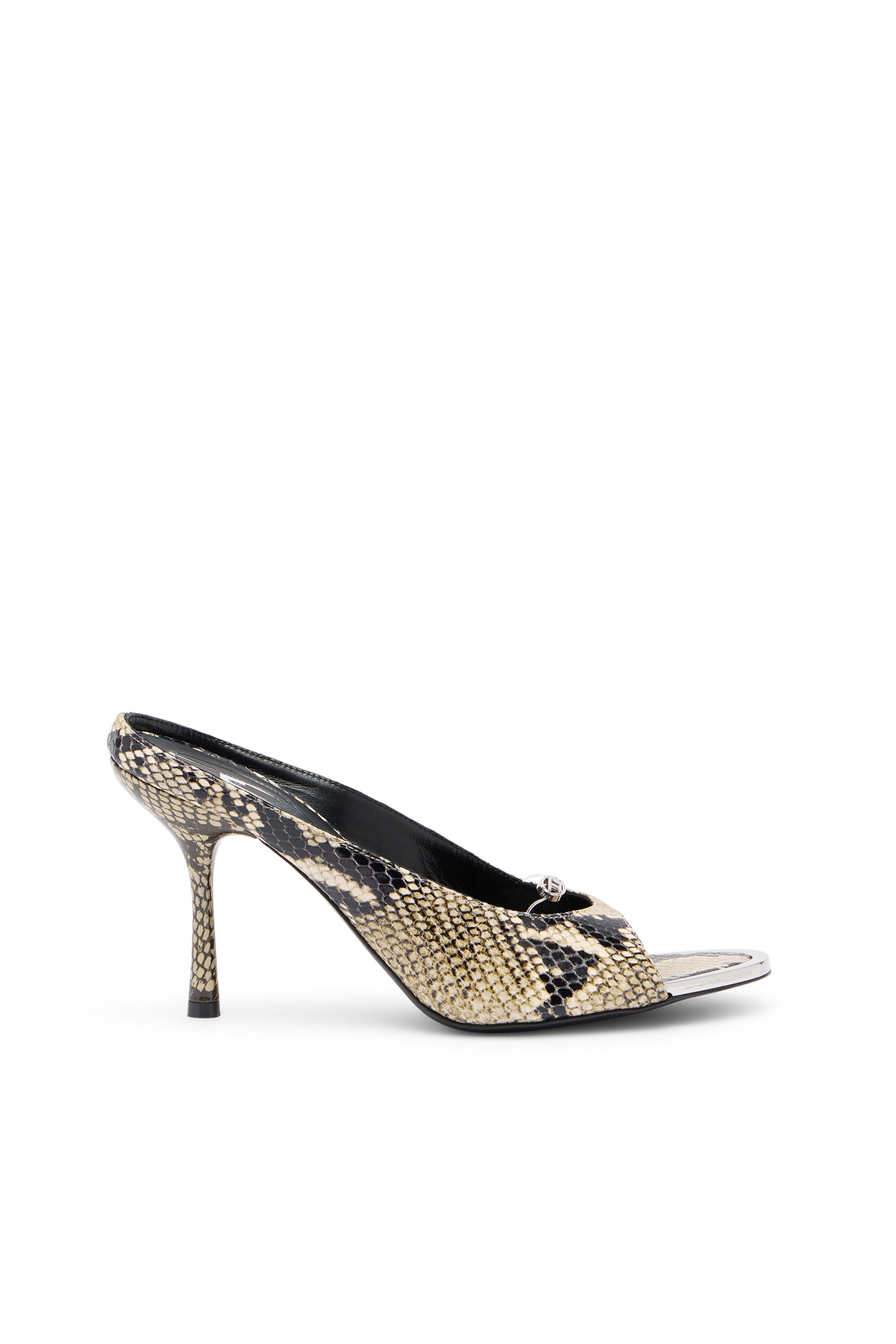 Diesel – D-Diam’s-High leather mule with floating Oval D – Moccasins and Mules – Woman – Multicolor