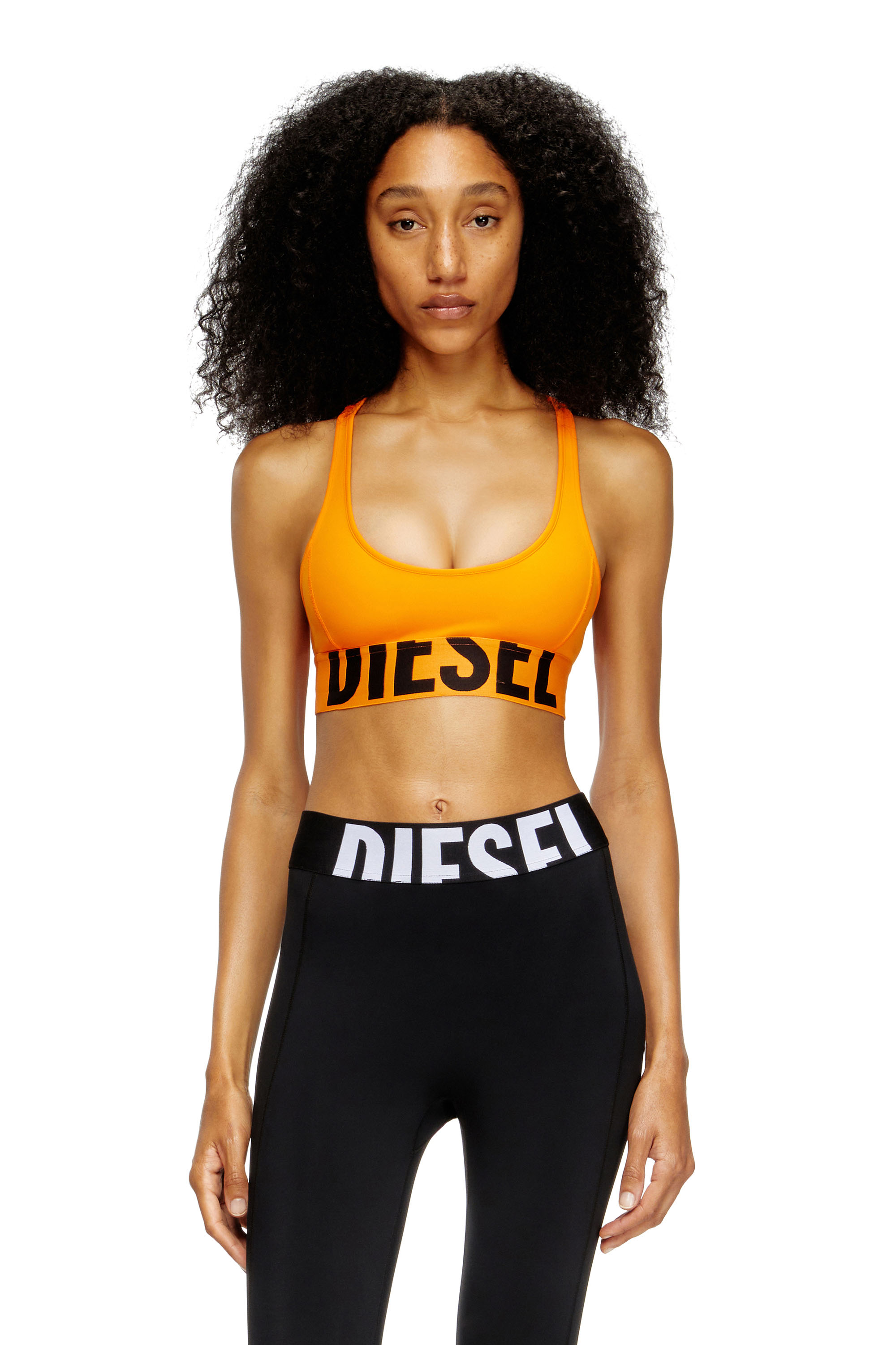 Diesel Ženský Oranžový - Microfibre Sports Bra With Cut-Off Logo - Bras - Woman Veľký