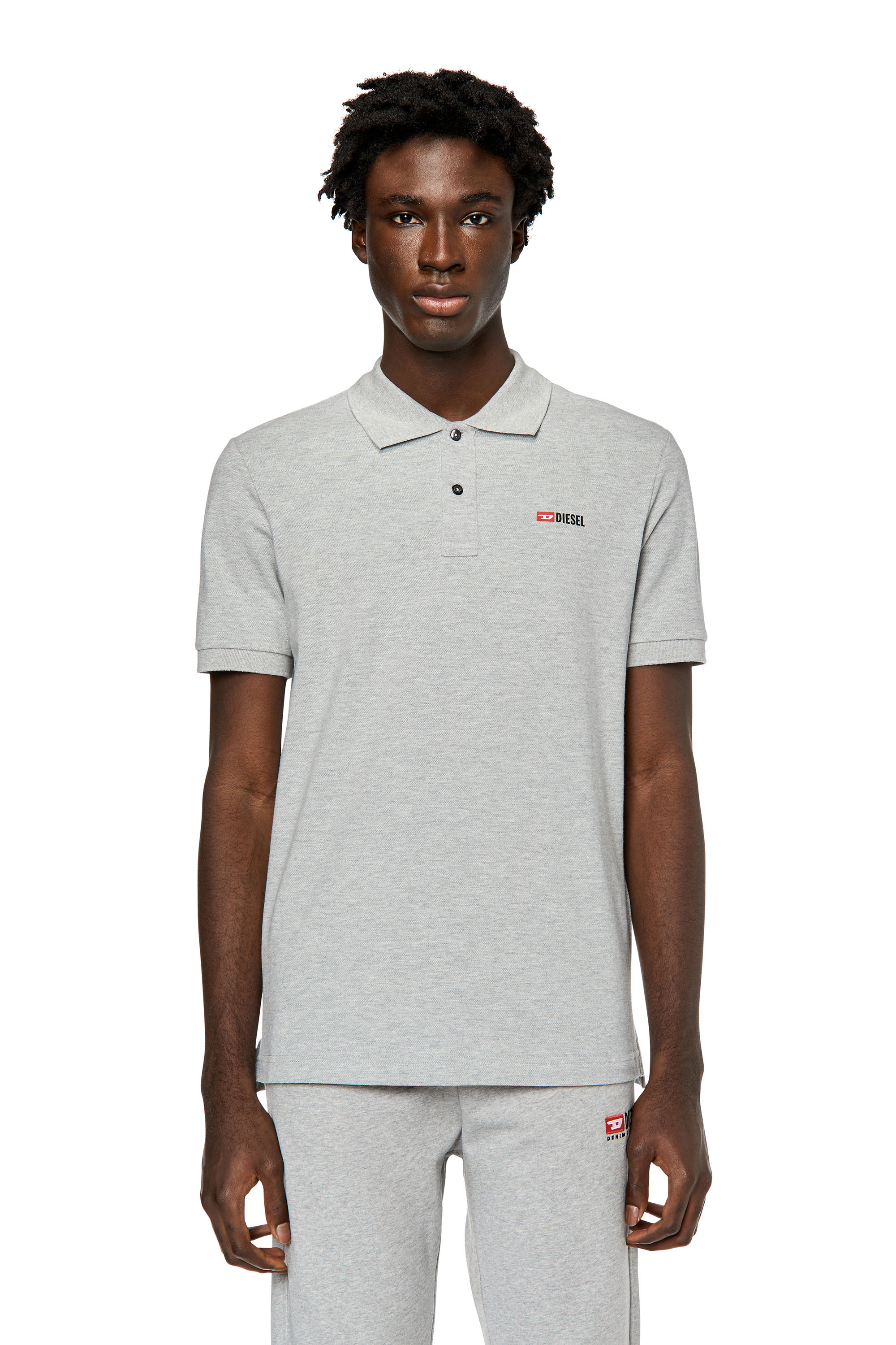 Diesel - Polo shirt with high-density logo print - Polos - Man - Grey
