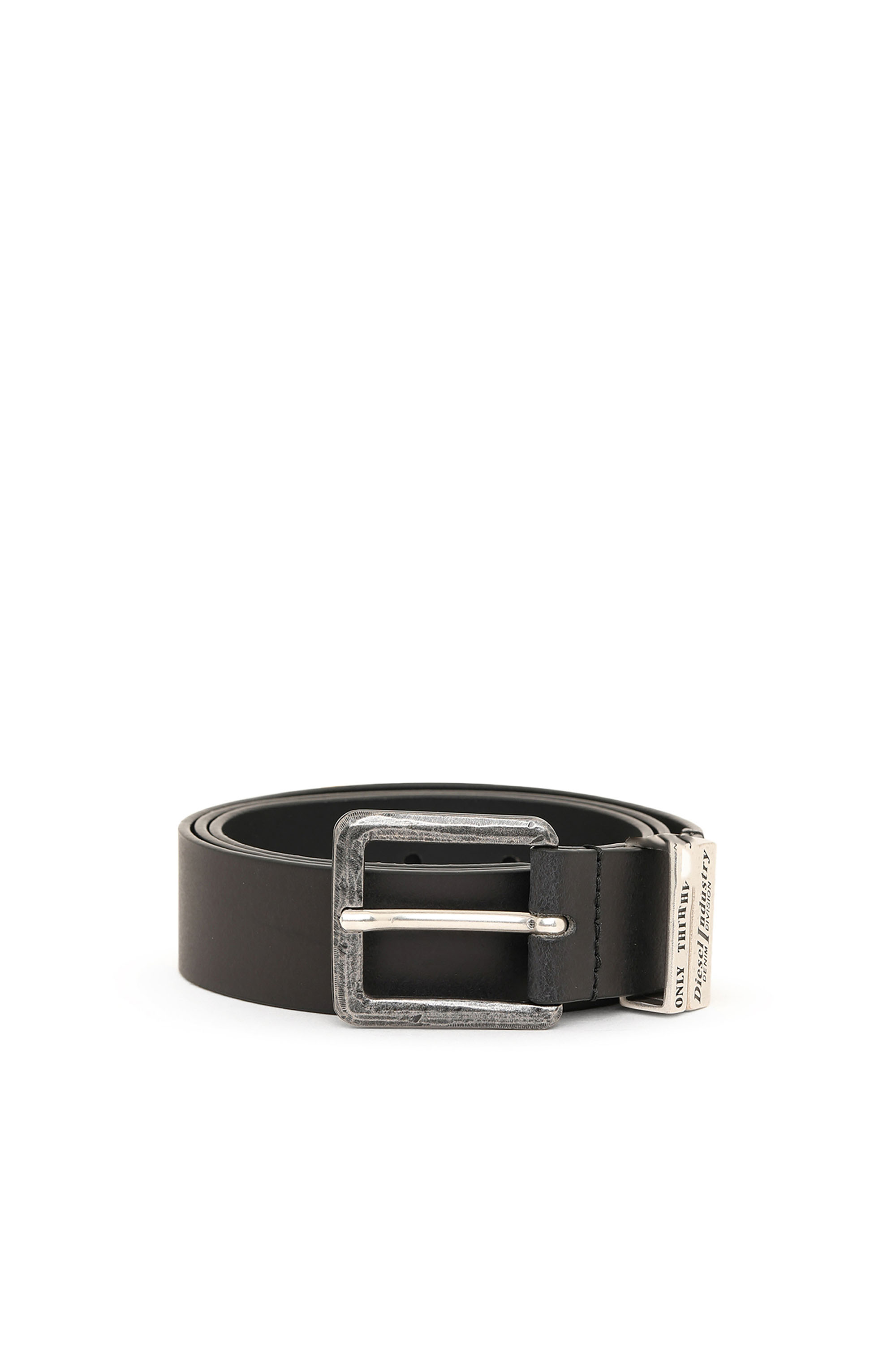 Diesel - Leather belt with burnished hardware - Belts - Man - Black