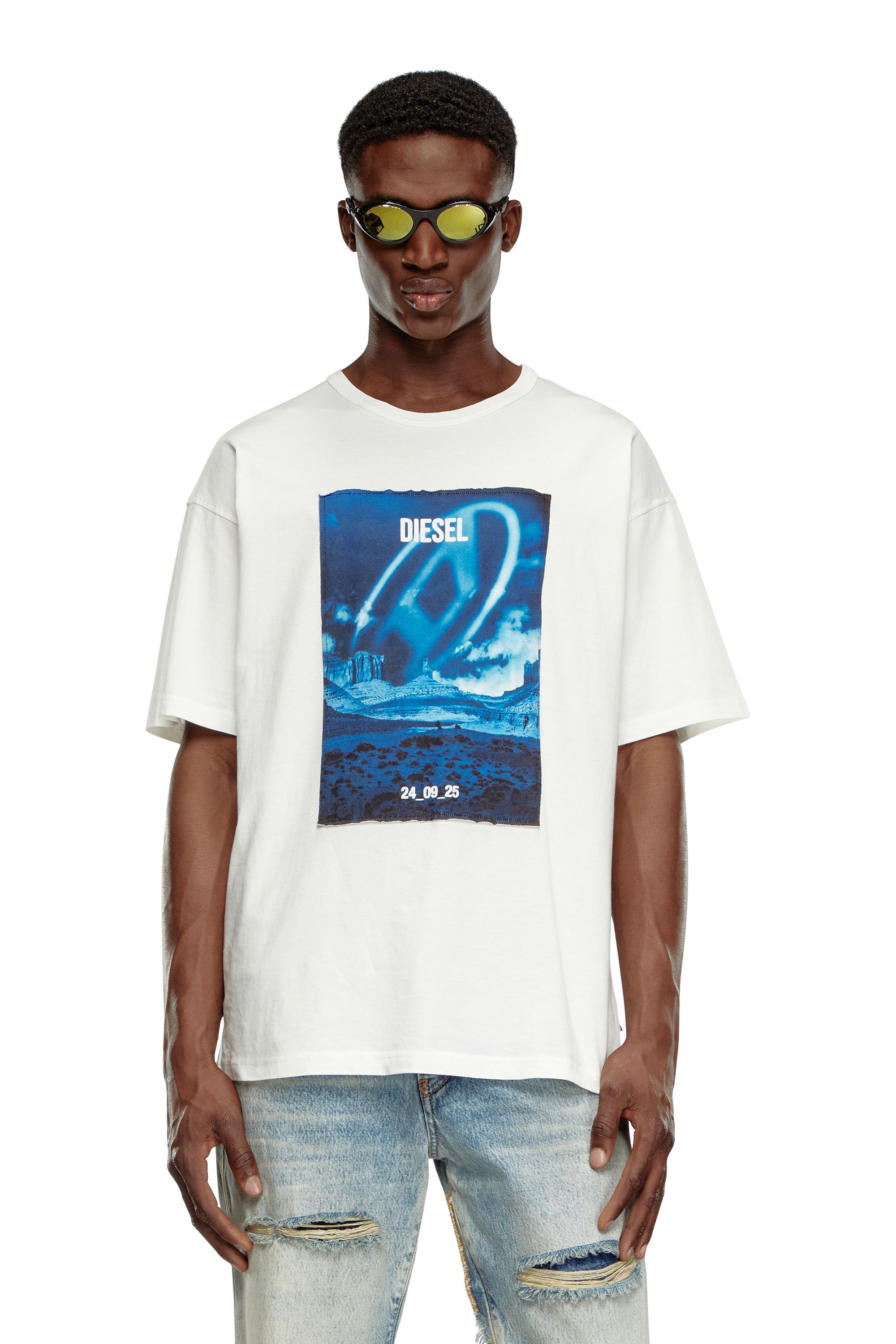 Shop Diesel Long-sleeve T-shirt With Printed Patch In Tobedefined