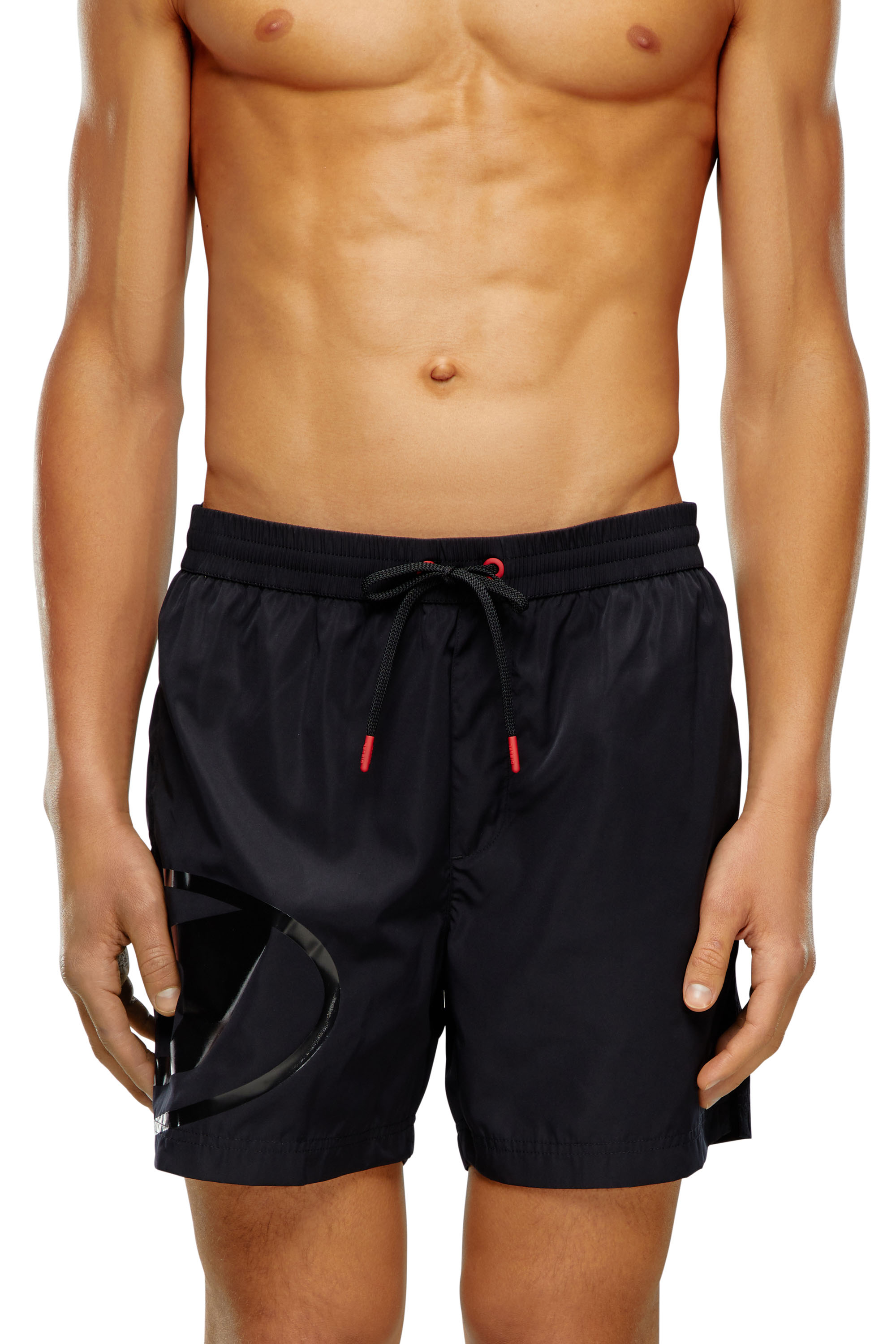 Diesel - Swim shorts with shiny Oval D logo - Boardshorts - Man - Black