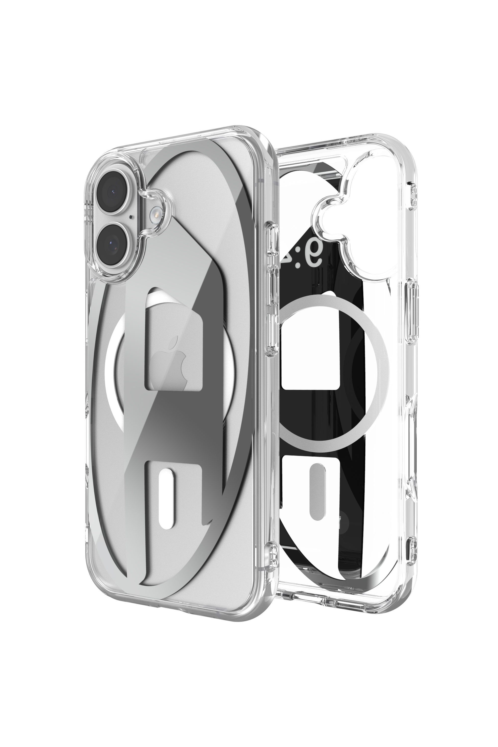 Diesel Grigio Unisex - Custodia Oval D Metallic Con Magsafe Per Iphone - Cover Taglia 17