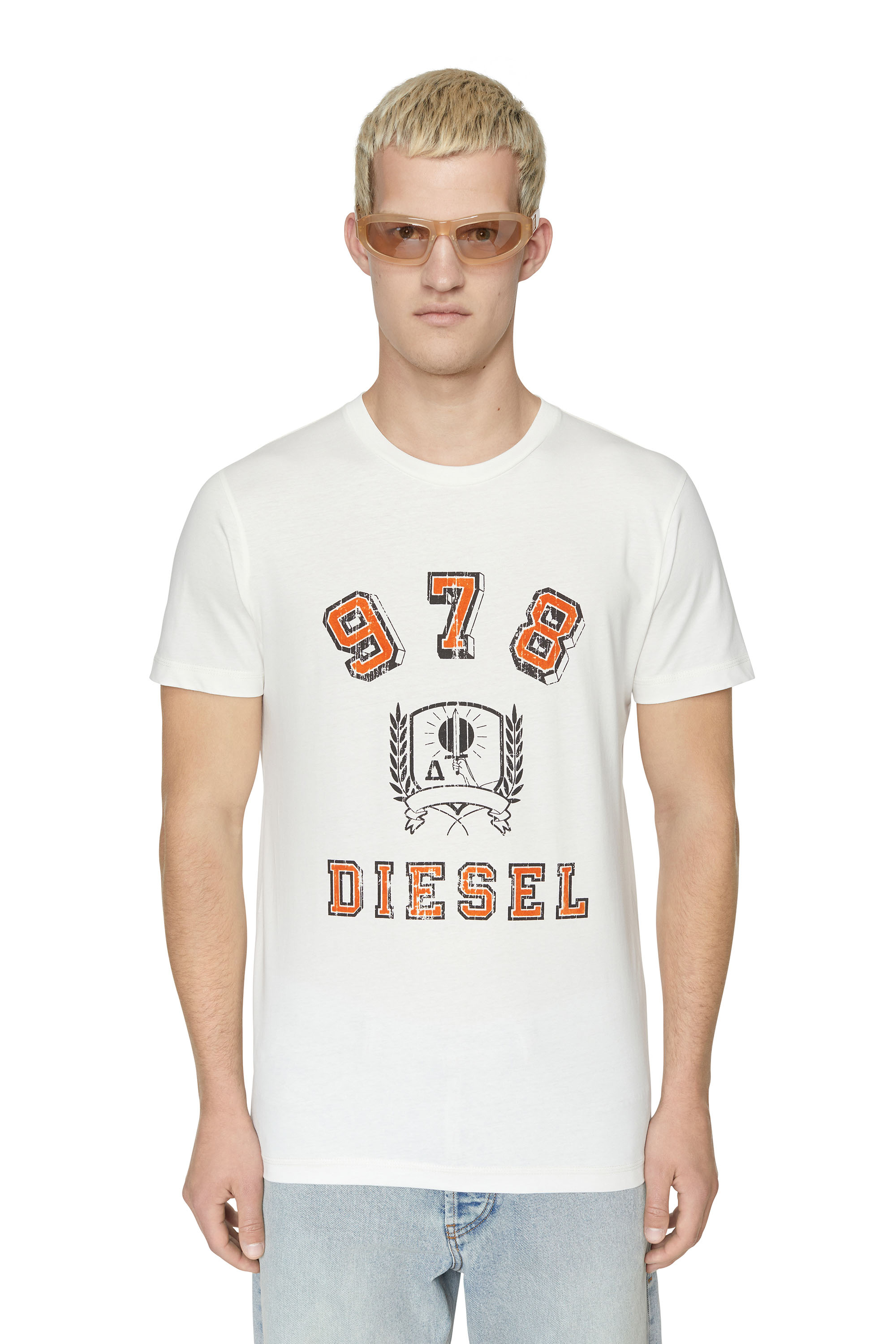 Diesel - T-shirt con stemma e logo 978 Diesel - T-Shirts - Uomo - Bianco