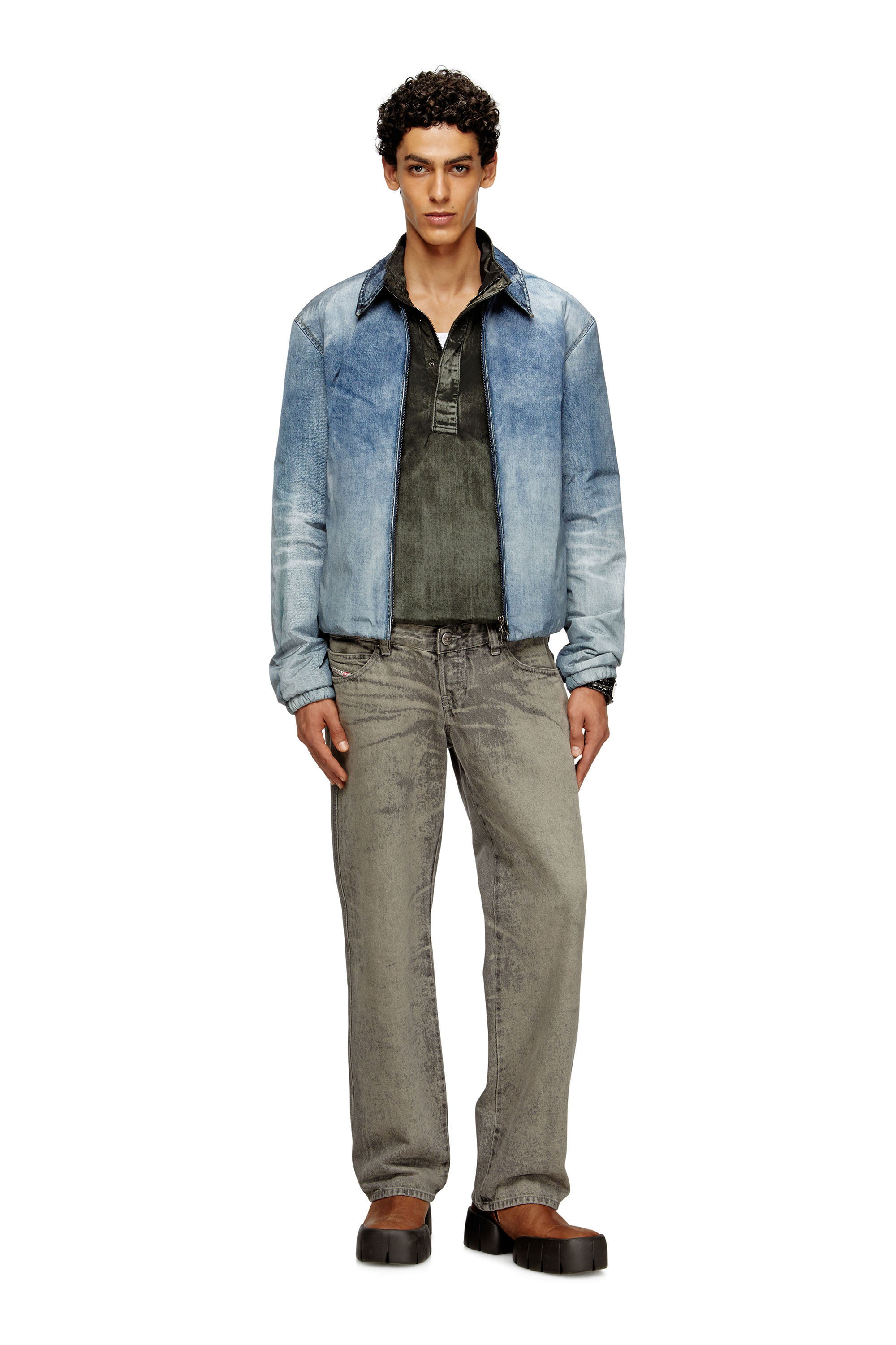 Diesel - J-ACT, Man's Jacket in denim-effect nylon in Light Blue - 2