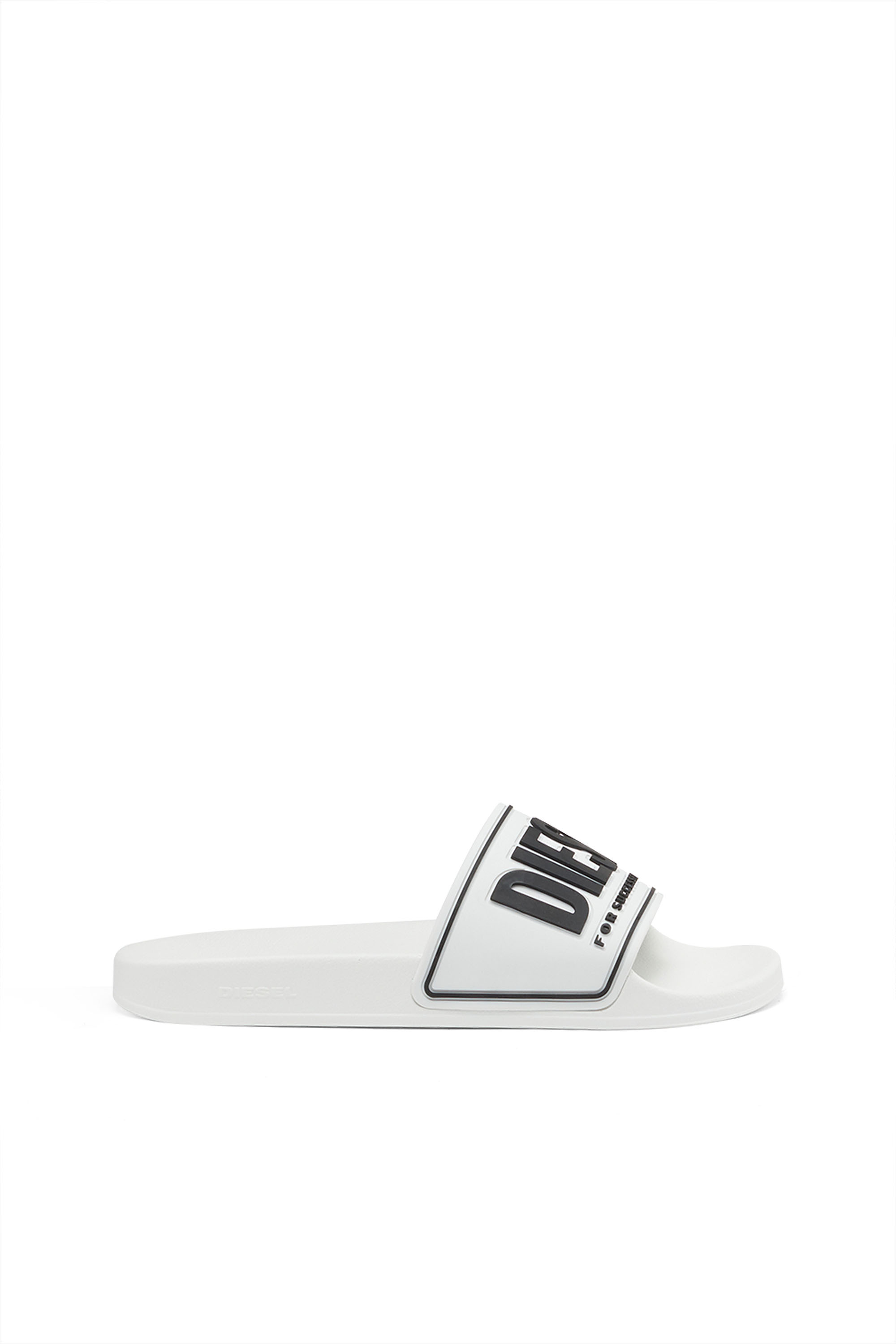 Diesel Women's White - Sa-Mayemi-Rubber Slides With Embossed Logo - Slides - Woman Size 36