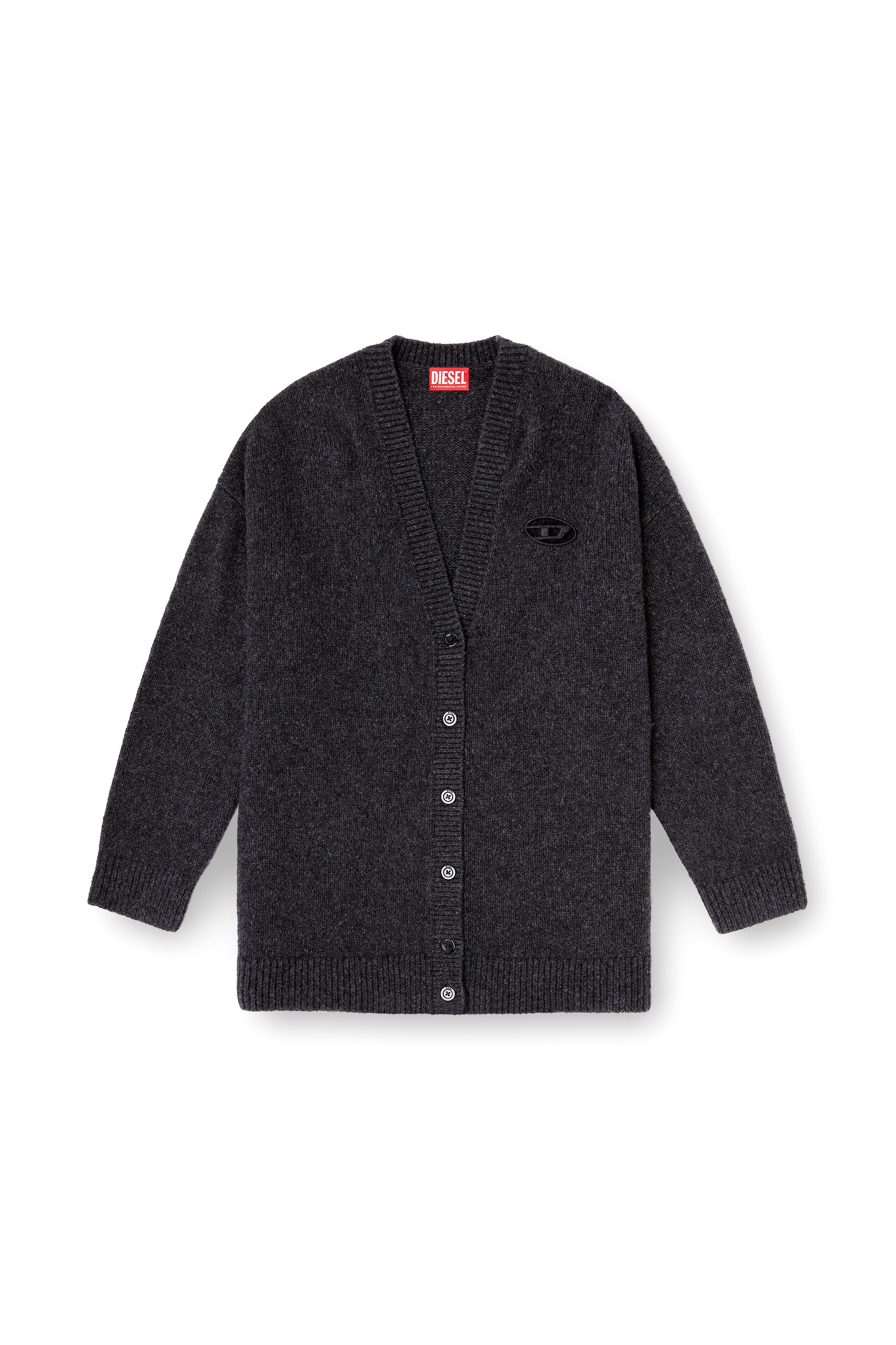 Diesel - M-AREELA, Woman's Cardigan in wool and alpaca blend in Black/Grey - 3