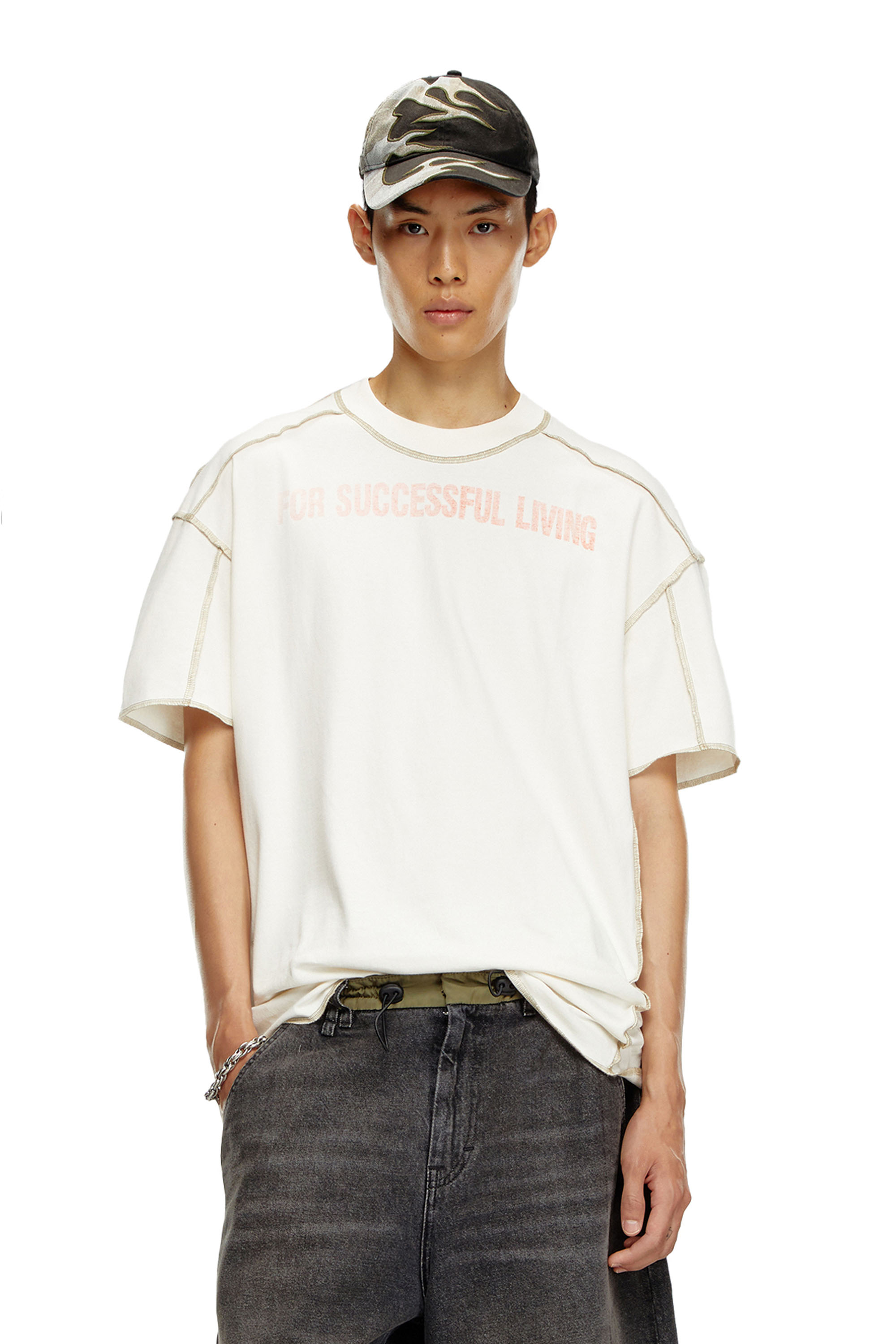 Shop Diesel T-shirt With Inside-out Effect In White