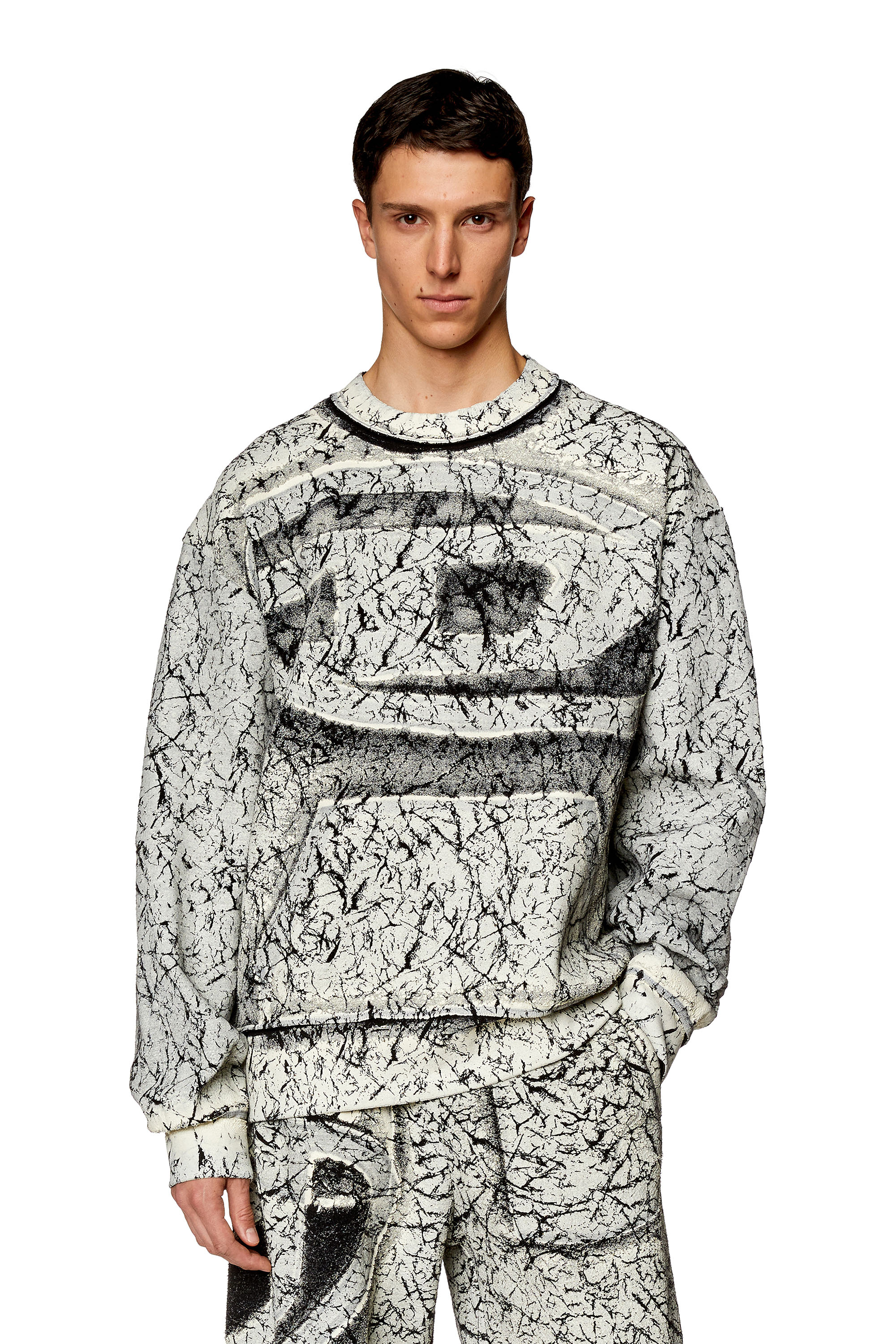 Diesel - Sweatshirt with cracked coating - Sweaters - Man - Multicolor