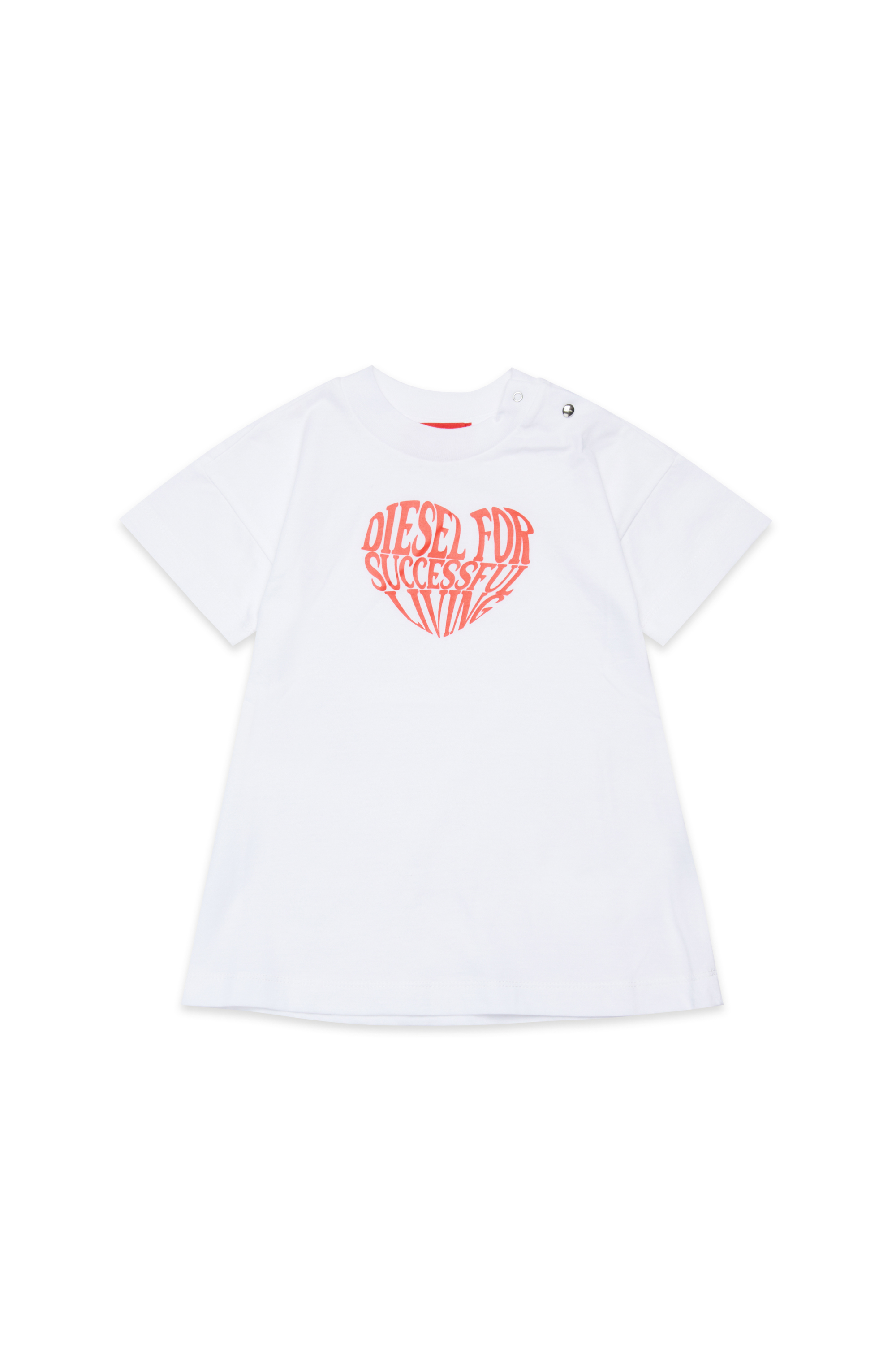 Diesel Bianco Ragazza - Abito In Cotone Con Stampa A Cuore - Vestiti - Donna Taglia 12-18 Bambino