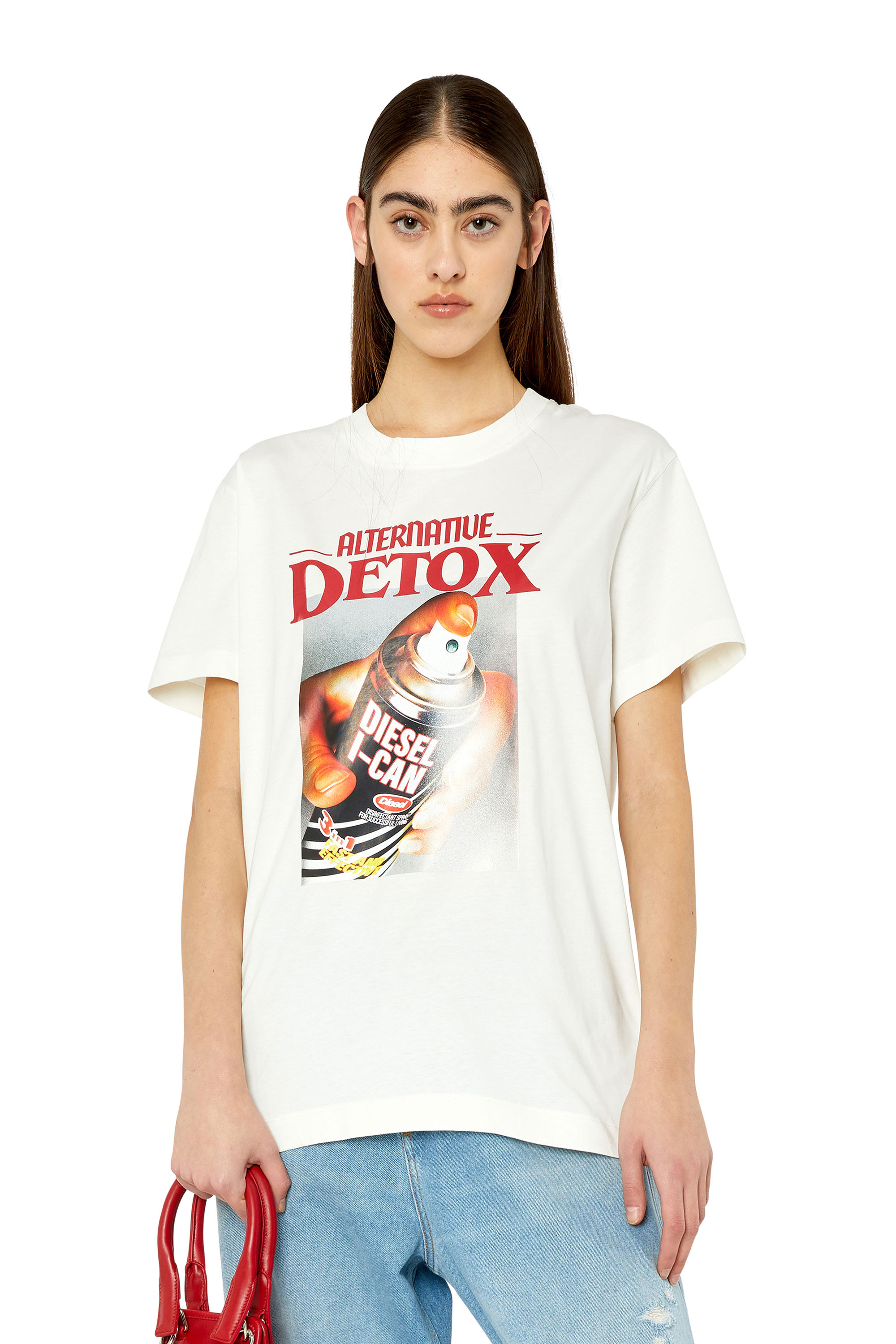 Diesel - T-shirt oversize con stampa bomboletta - T-Shirts - Donna - Bianco