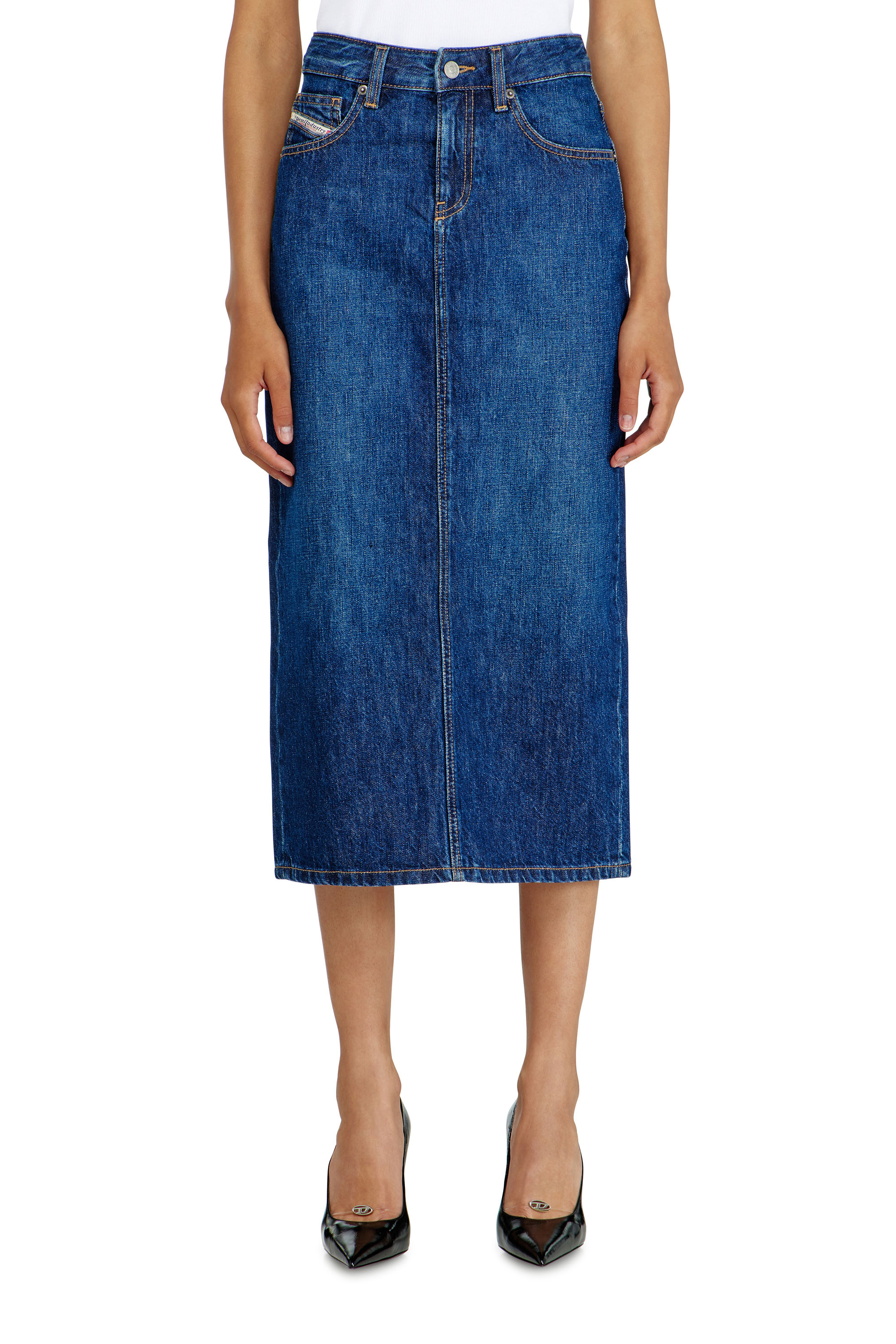 Diesel Women's Blue - Denim Midi Skirt - Skirts - Woman Size 28
