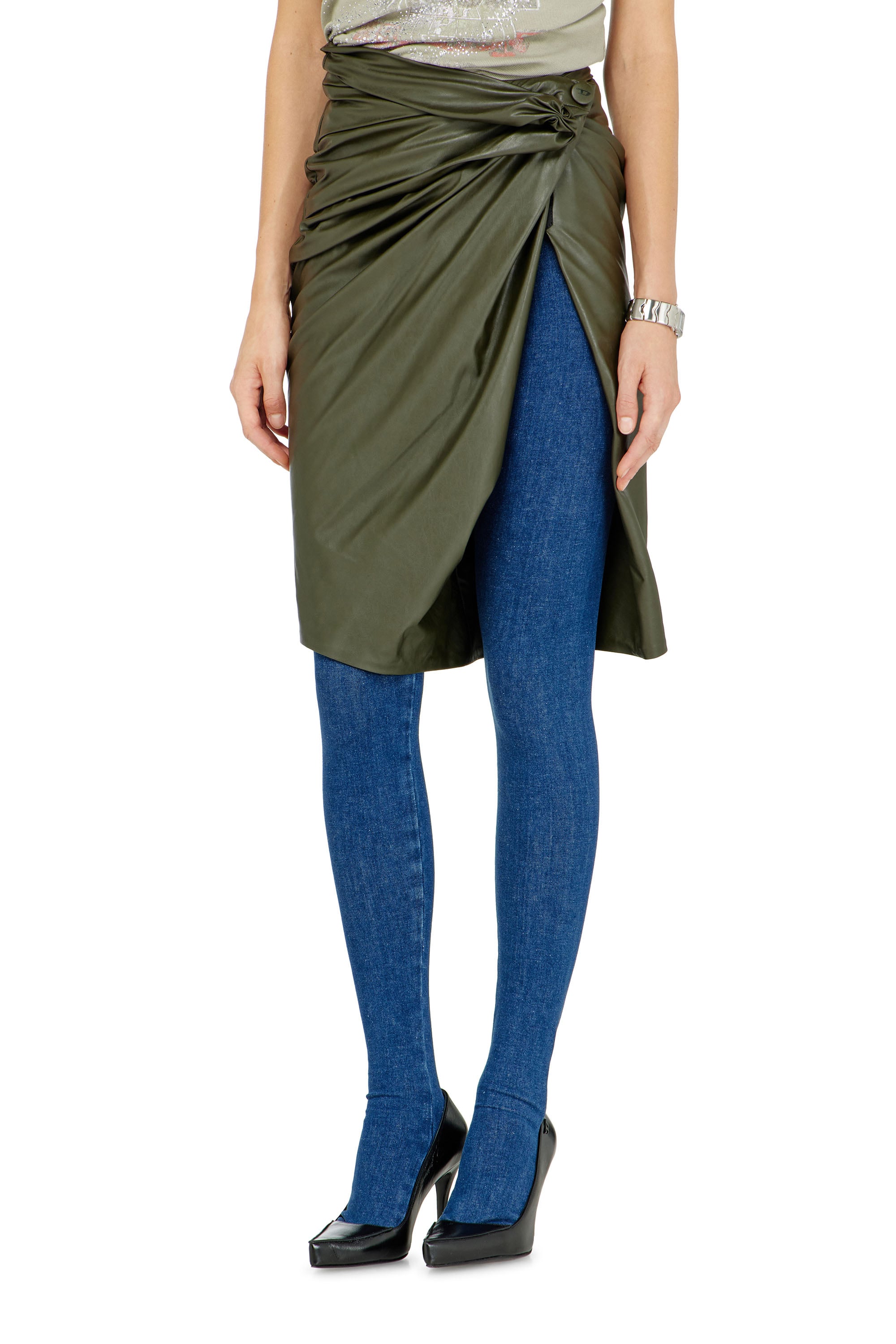 Diesel - Draped pencil skirt with split - Skirts - Woman - Green