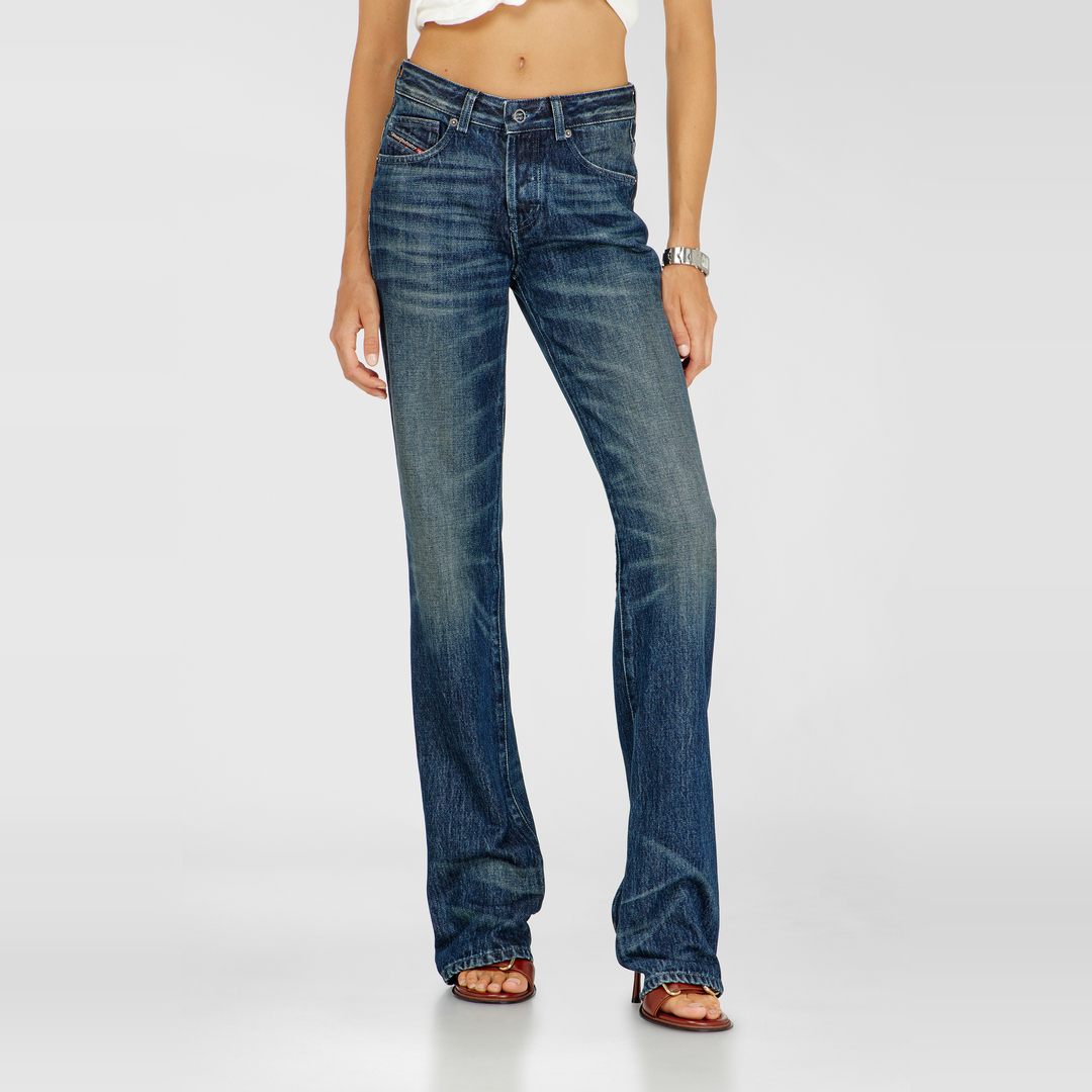 Diesel Jeans Regular Taille Moyenne D-Heel, Bleu foncé, Fermeture boutonnée