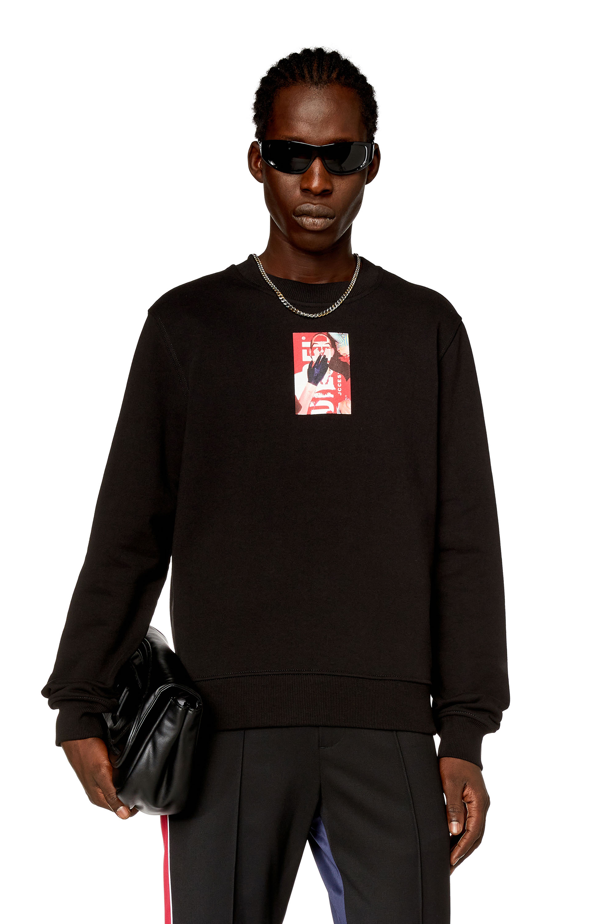 Diesel - Sweat-shirt avec logo photo numérique - Pull Cotton - Homme - Noir