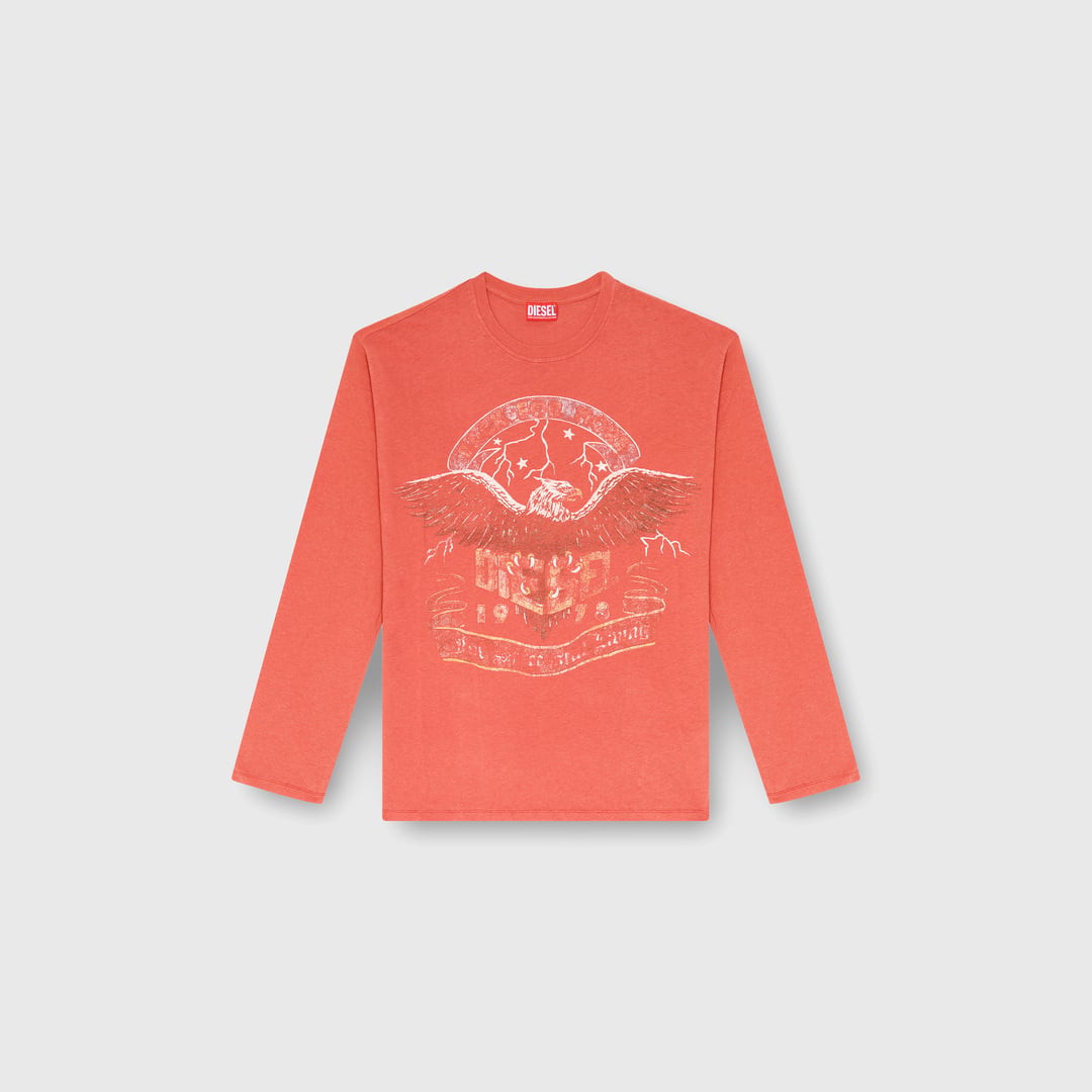 Diesel - T-shirt à manches longues avec graphismes concert - T-Shirts - Homme - Rouge