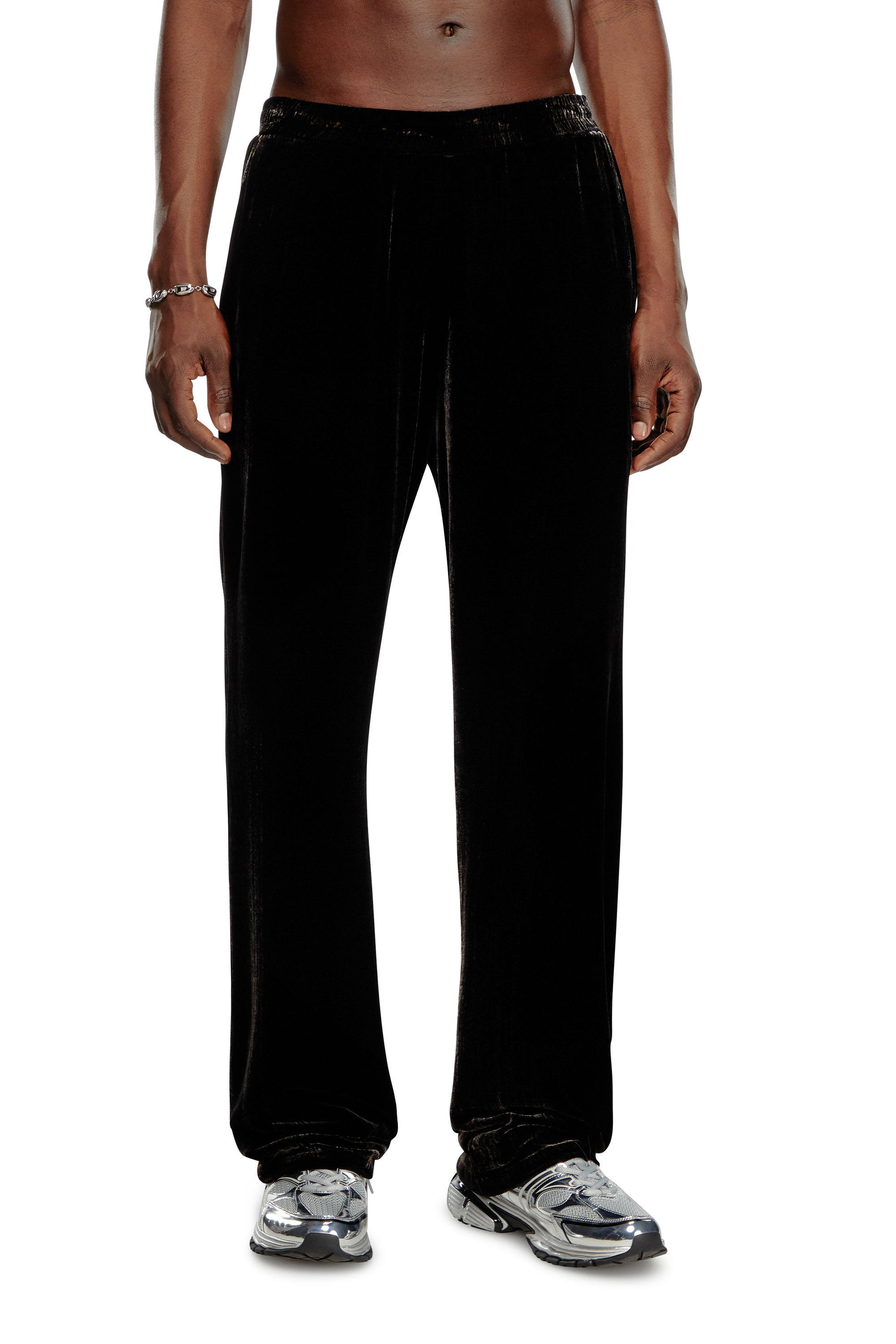 Diesel Track Pants In Treated Velvet In Black