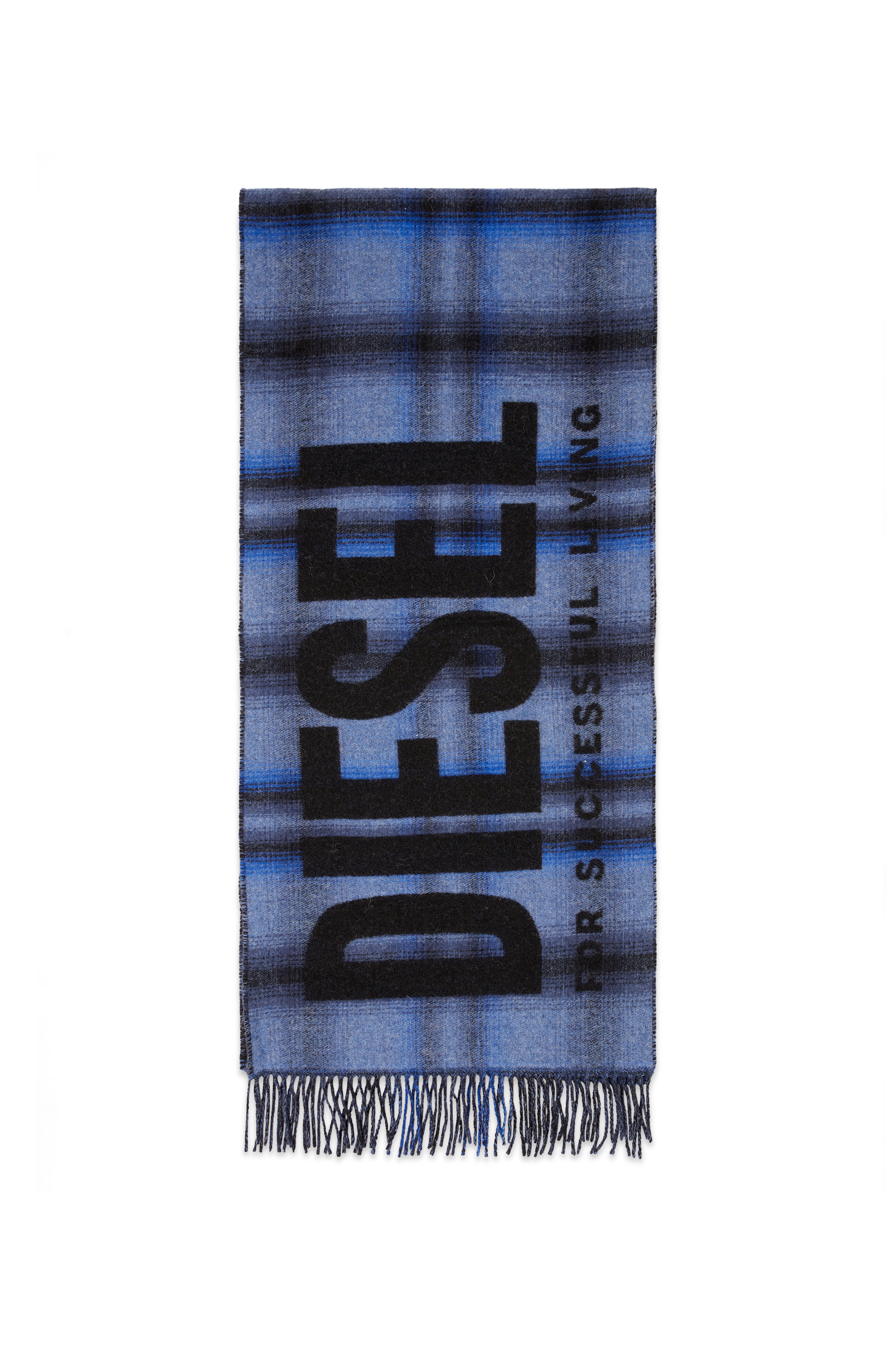 Diesel - Wool-blend scarf with check pattern - Scarf - Man - Blue