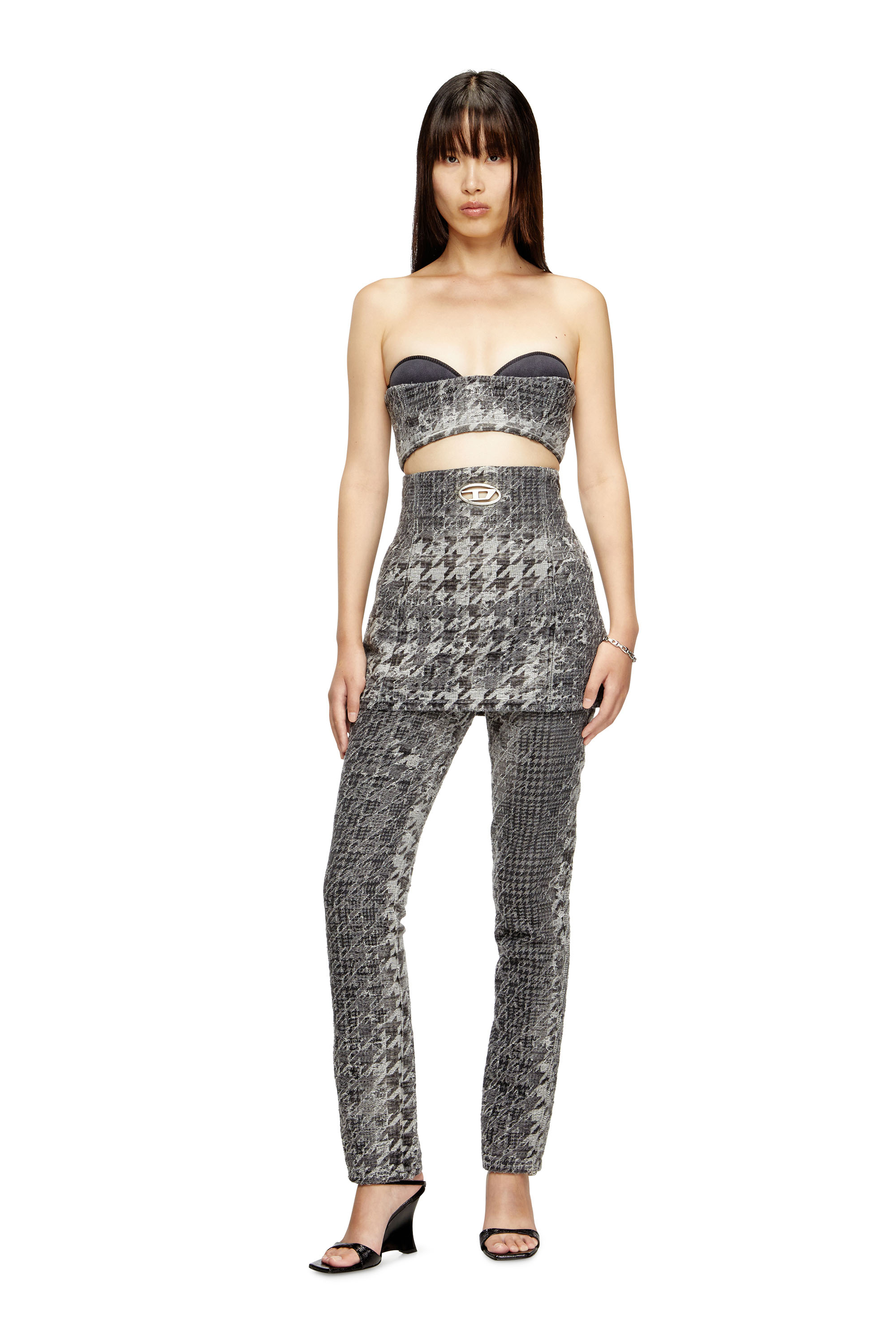 Diesel - DE-ORSET-FSH1, Woman's Basque in Prince of Wales jacquard denim in Black/White - 2