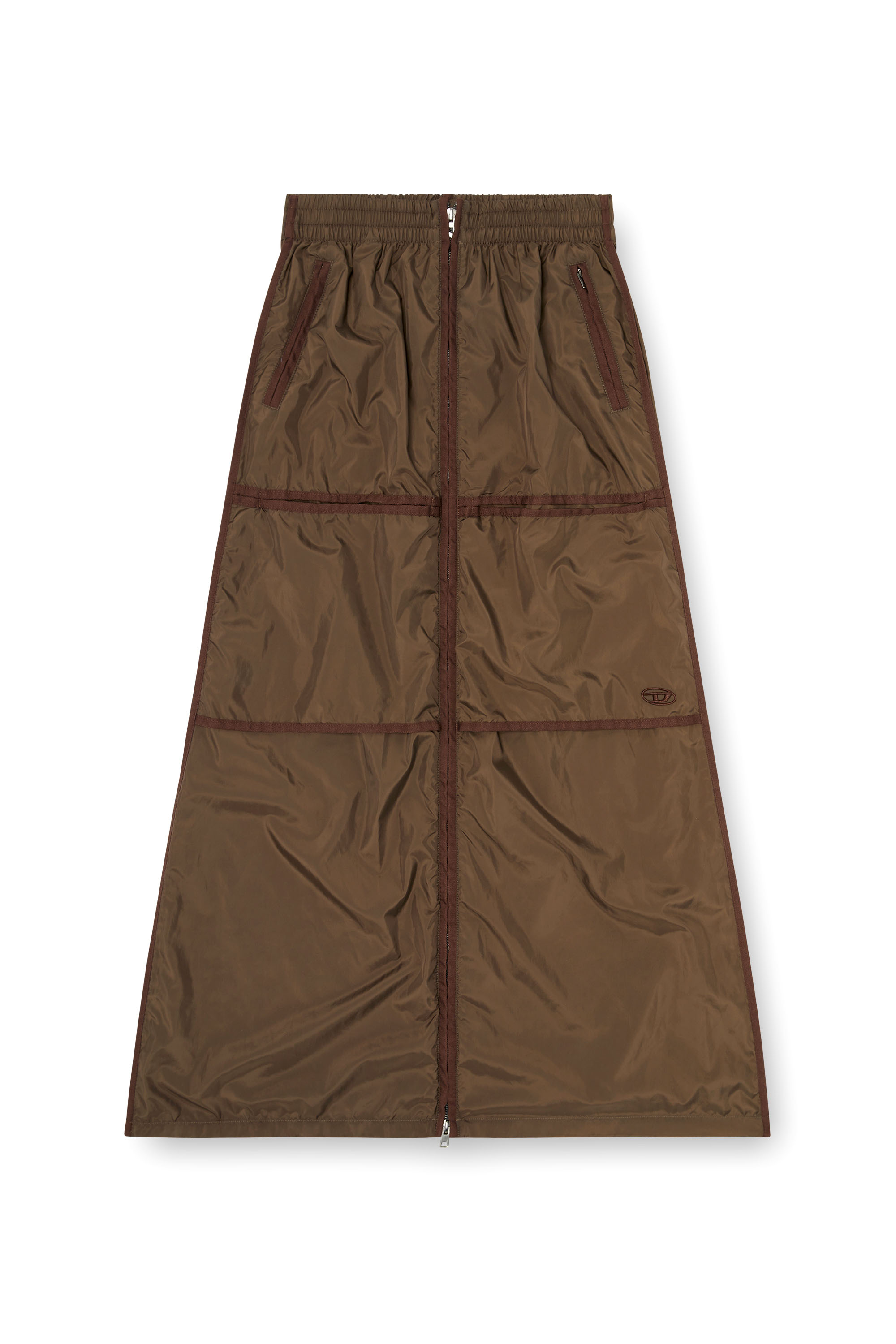 Diesel - O-HYTON, Woman's Windbreaker maxi skirt with front zip in Brown - 4